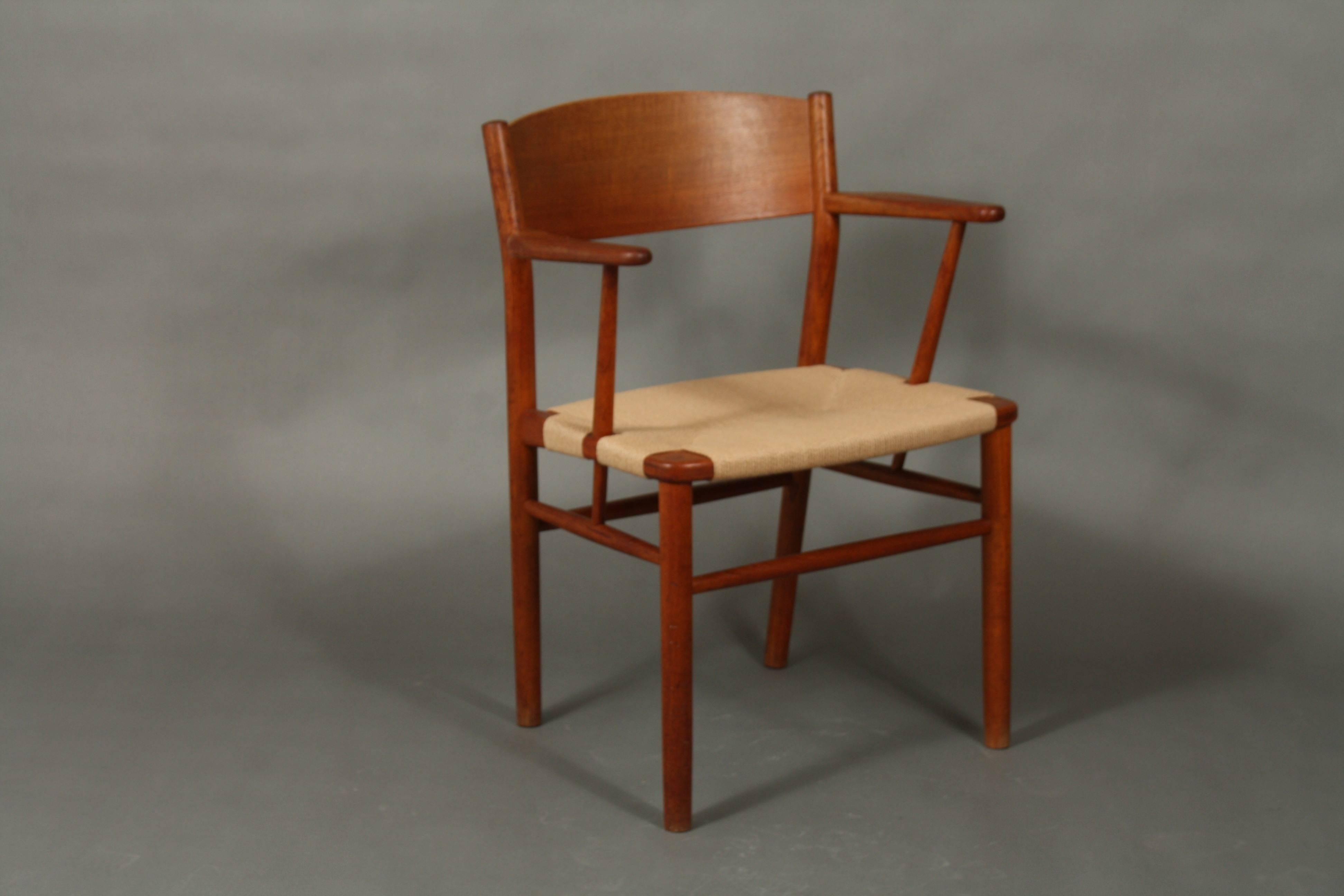 Børge Mogensen Model 538 Dining Chair Teak, Restored with New Woven Seats 1