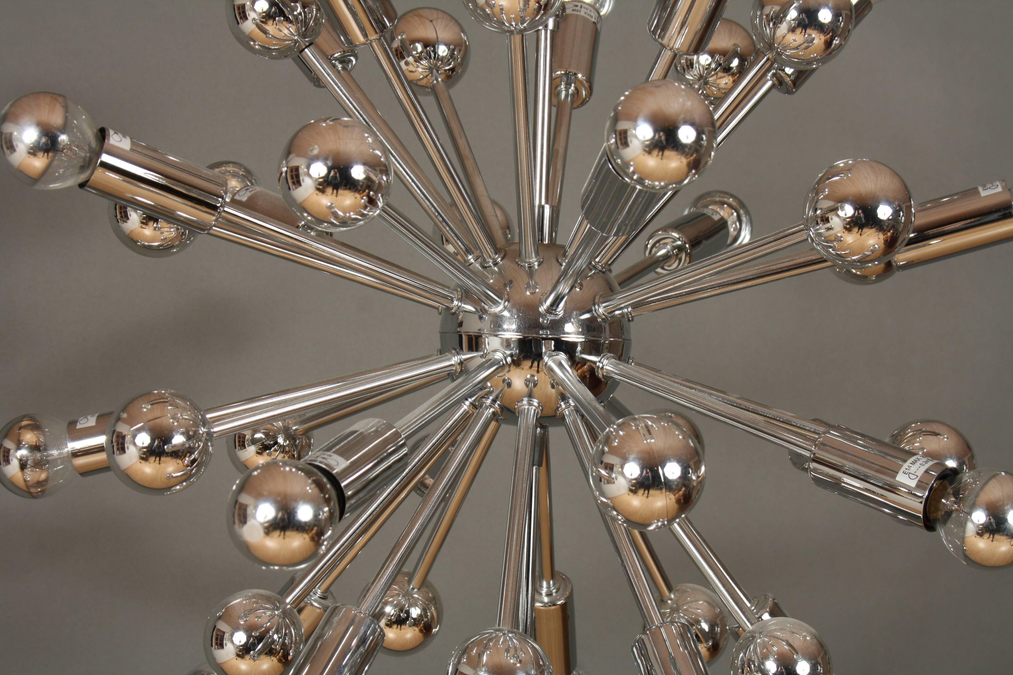 Mid-Century Style Chrome Sputnik Chandelier In Good Condition In Faarevejle, DK