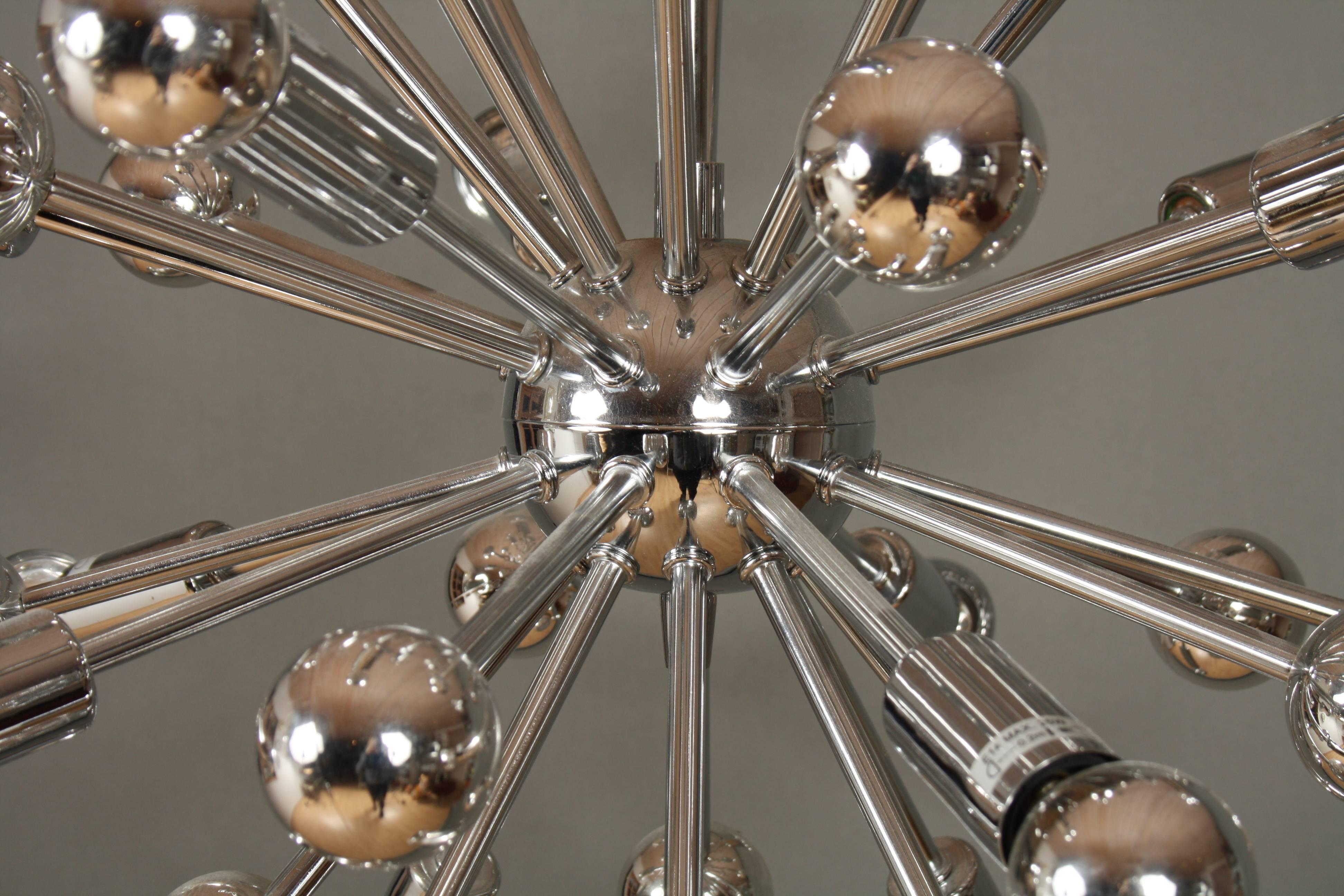 Contemporary Mid-Century Style Chrome Sputnik Chandelier