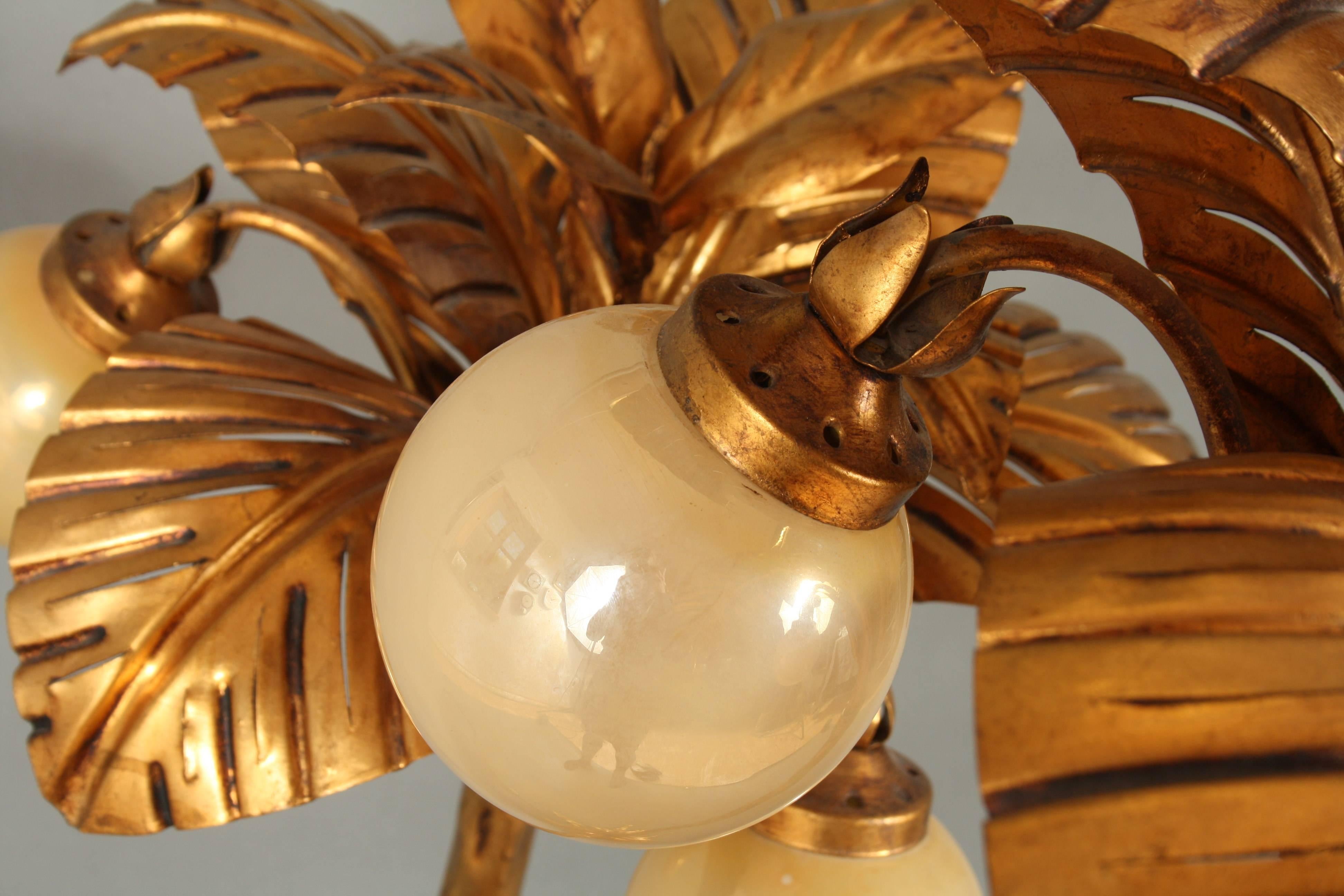 Palm Tree Floor Lamp, Gilt In Good Condition For Sale In Faarevejle, DK