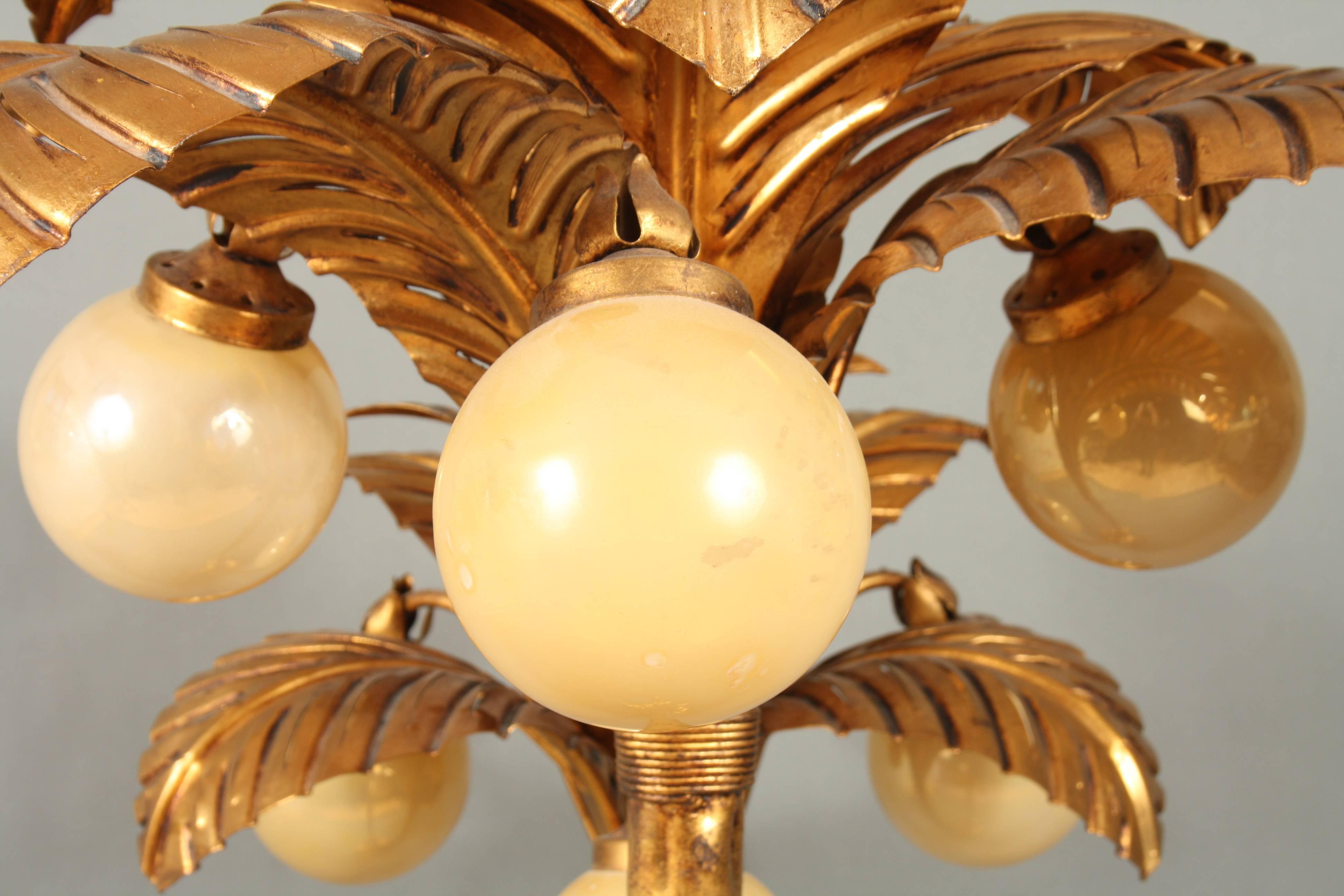20th Century Palm Tree Floor Lamp, Gilt For Sale