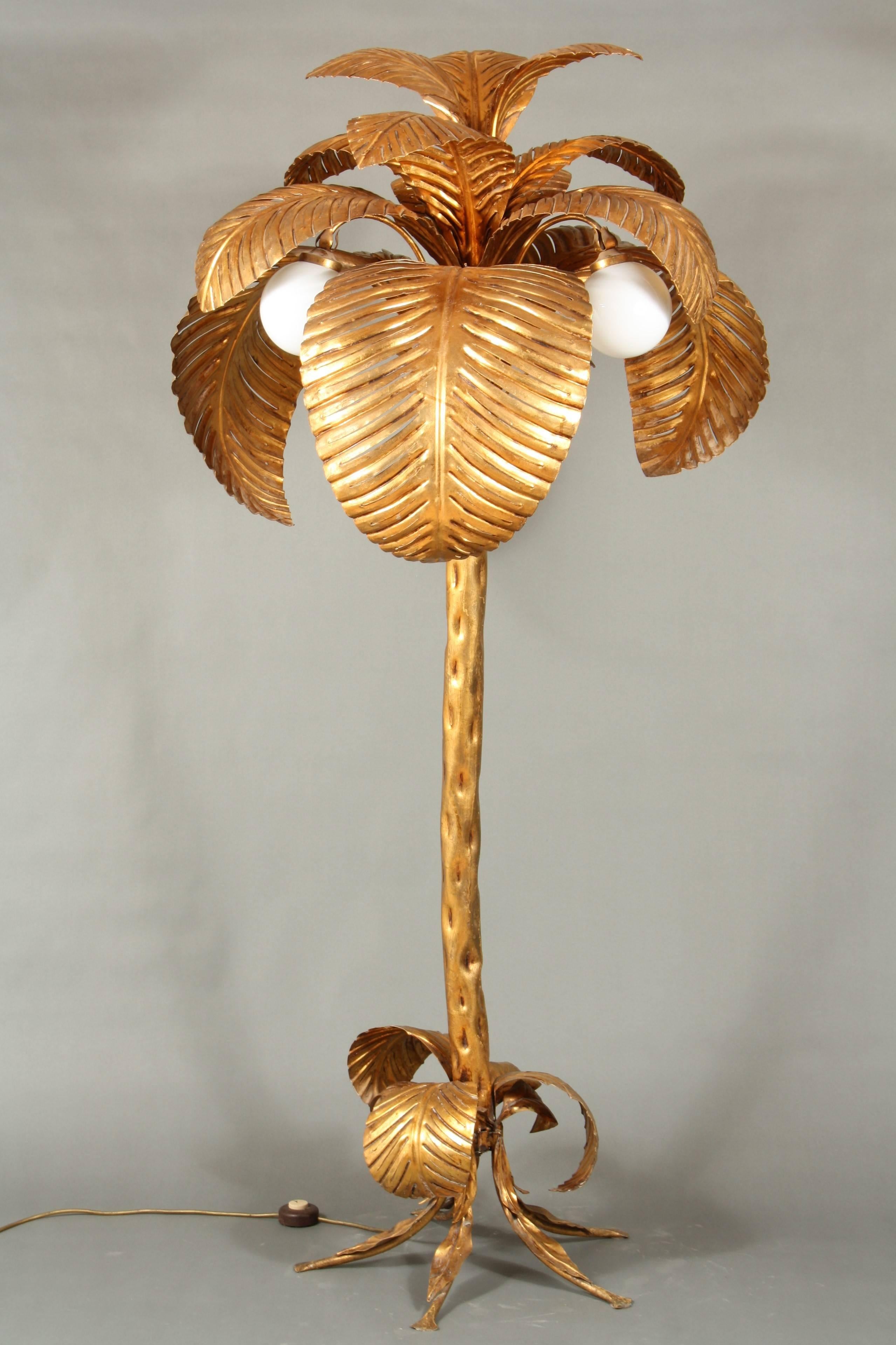 Mid-20th Century Gilt Palm Tree Floor Lamp 1