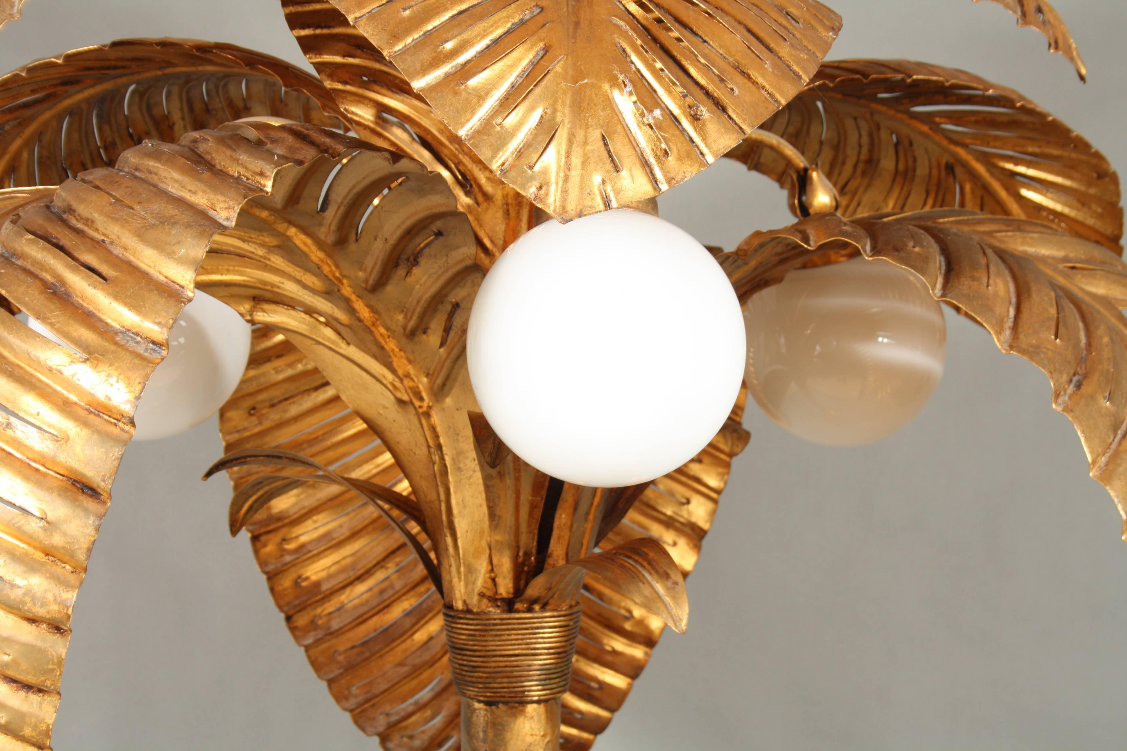 Mid-20th Century Gilt Palm Tree Floor Lamp 2