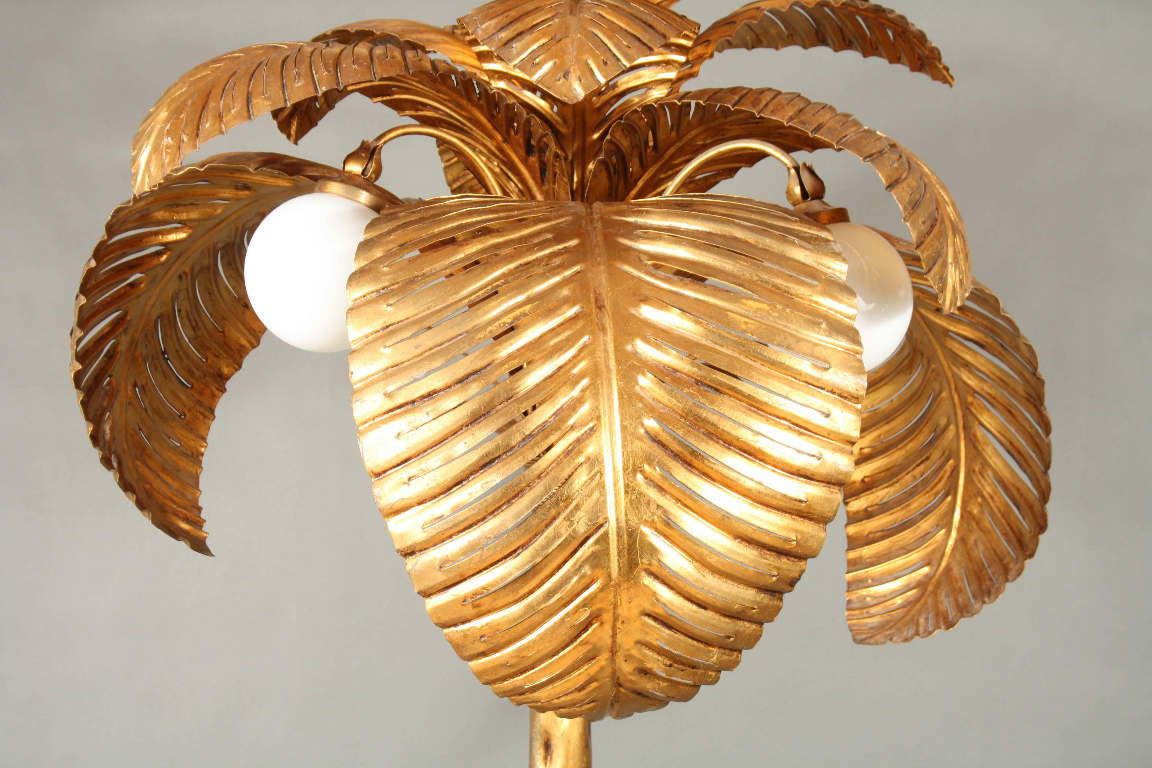 Mid-20th Century Gilt Palm Tree Floor Lamp 3