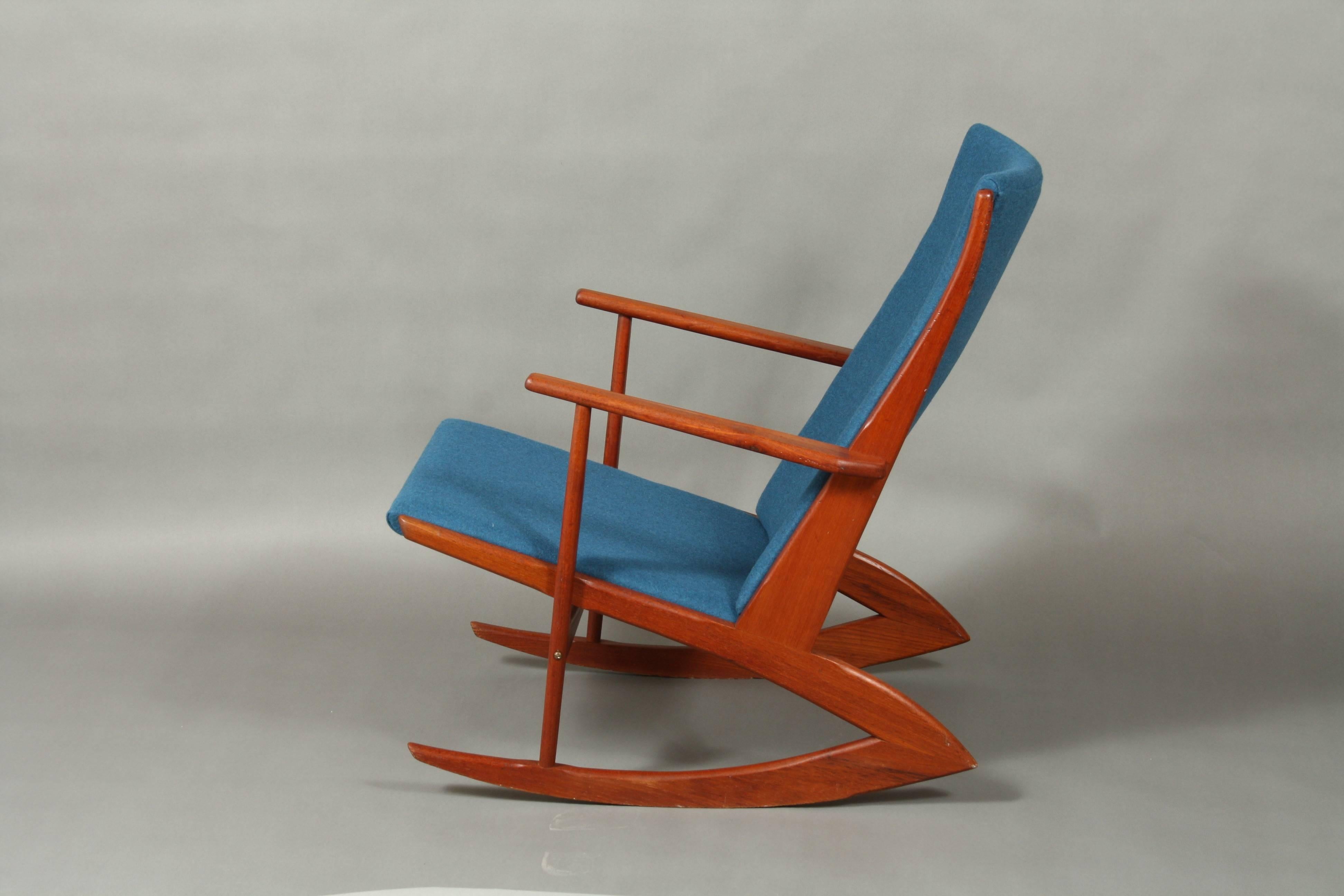 Mid-Century Modern Holger Georg Jensen Model 97 Rocking Chair Blue