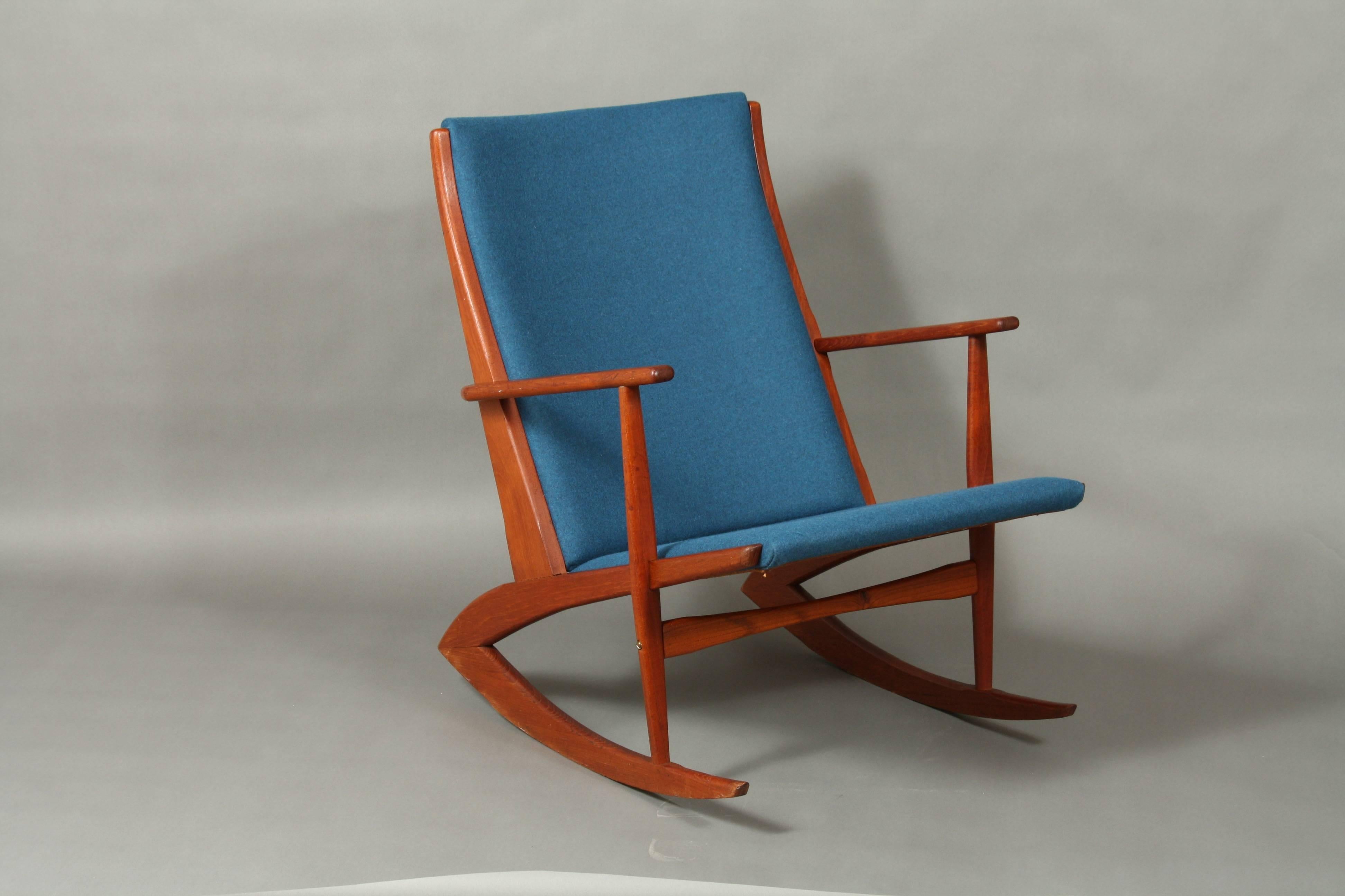 Fabric Holger Georg Jensen Model 97 Rocking Chair Blue