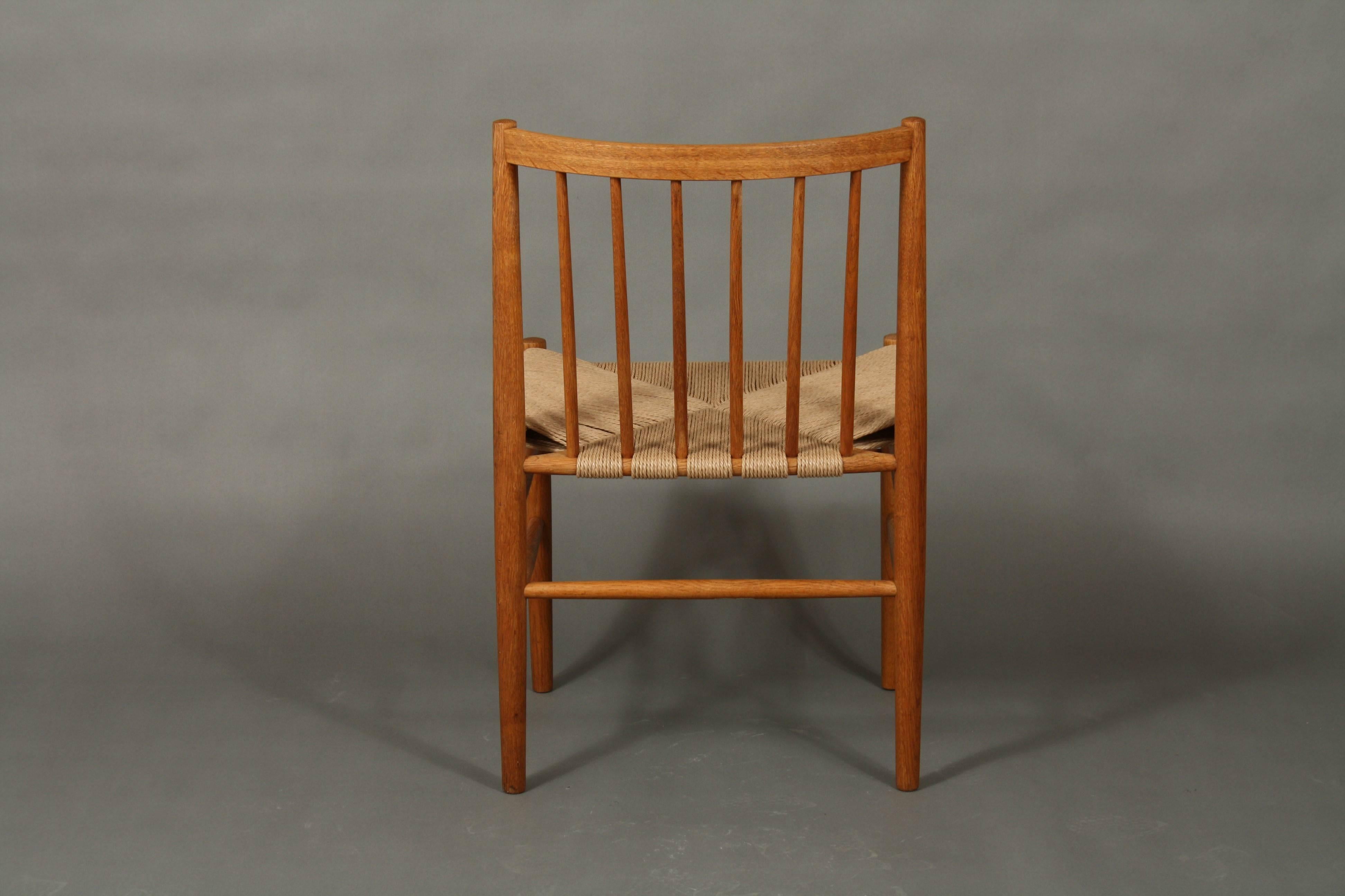 Mid-Century Modern Mid-Century Jørgen Bækmark Dining Chairs, Model J80 in Oak and Paper Cord