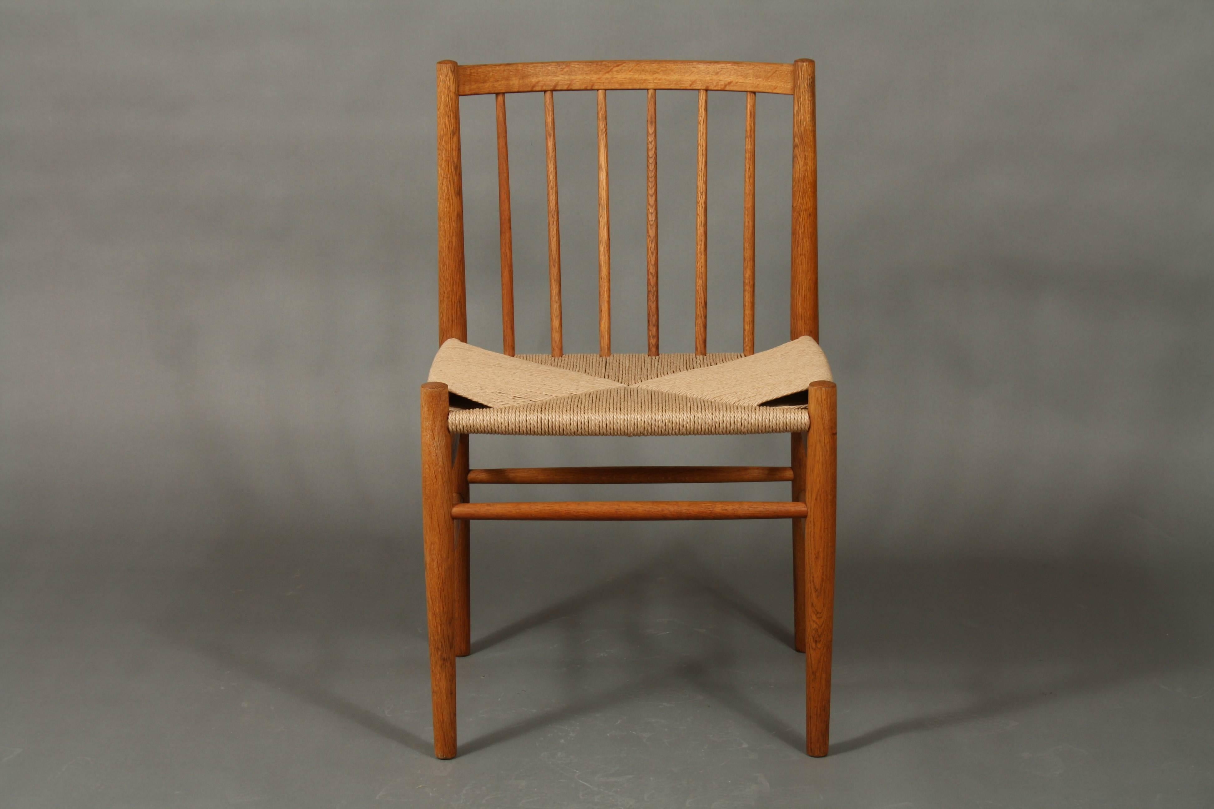 Mid-Century Jørgen Bækmark Dining Chairs, Model J80 in Oak and Paper Cord 2