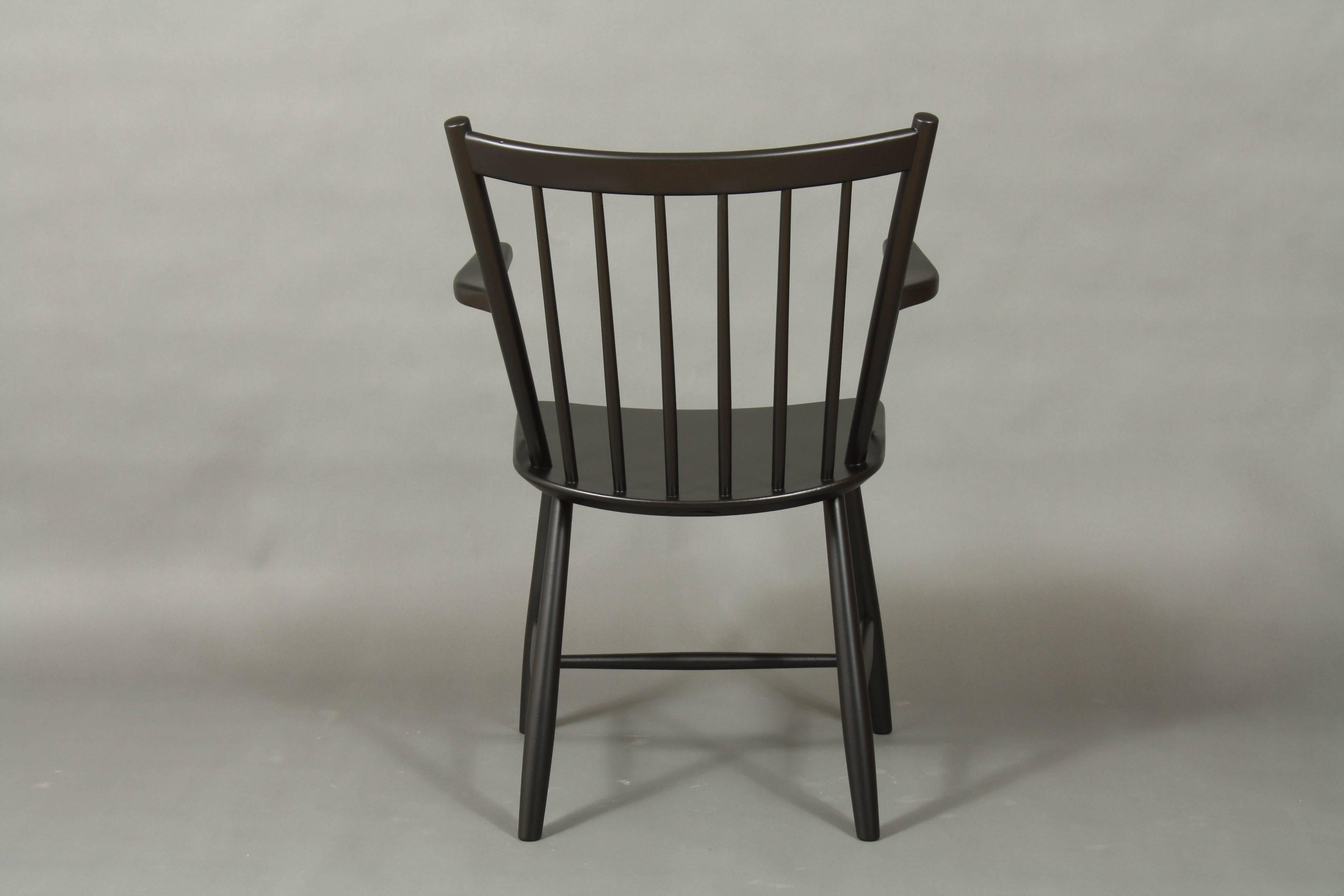 Danish Børge Mogensen Black Dining Chair, Model J42 For Sale