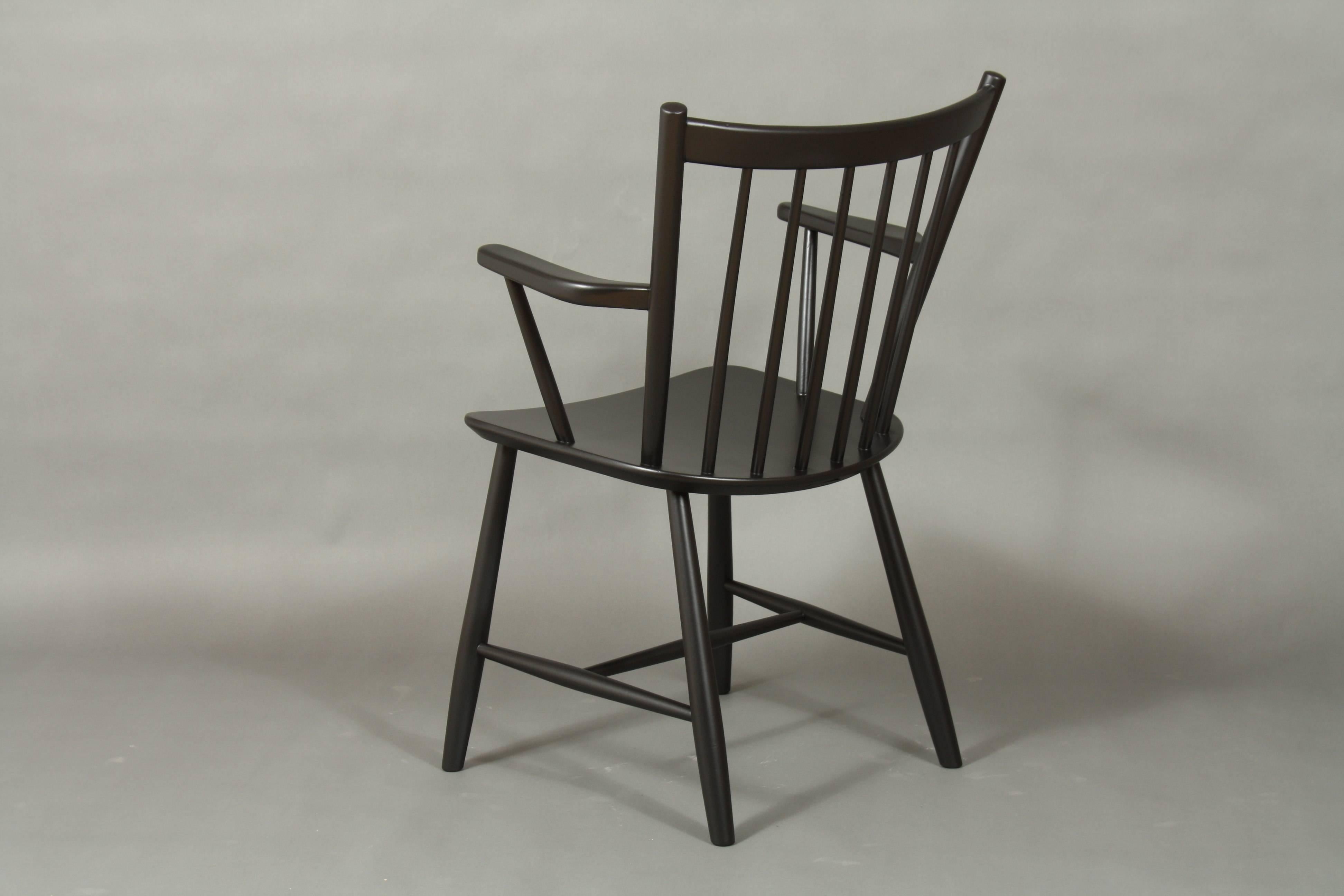 Wood Børge Mogensen Black Dining Chair, Model J42 For Sale