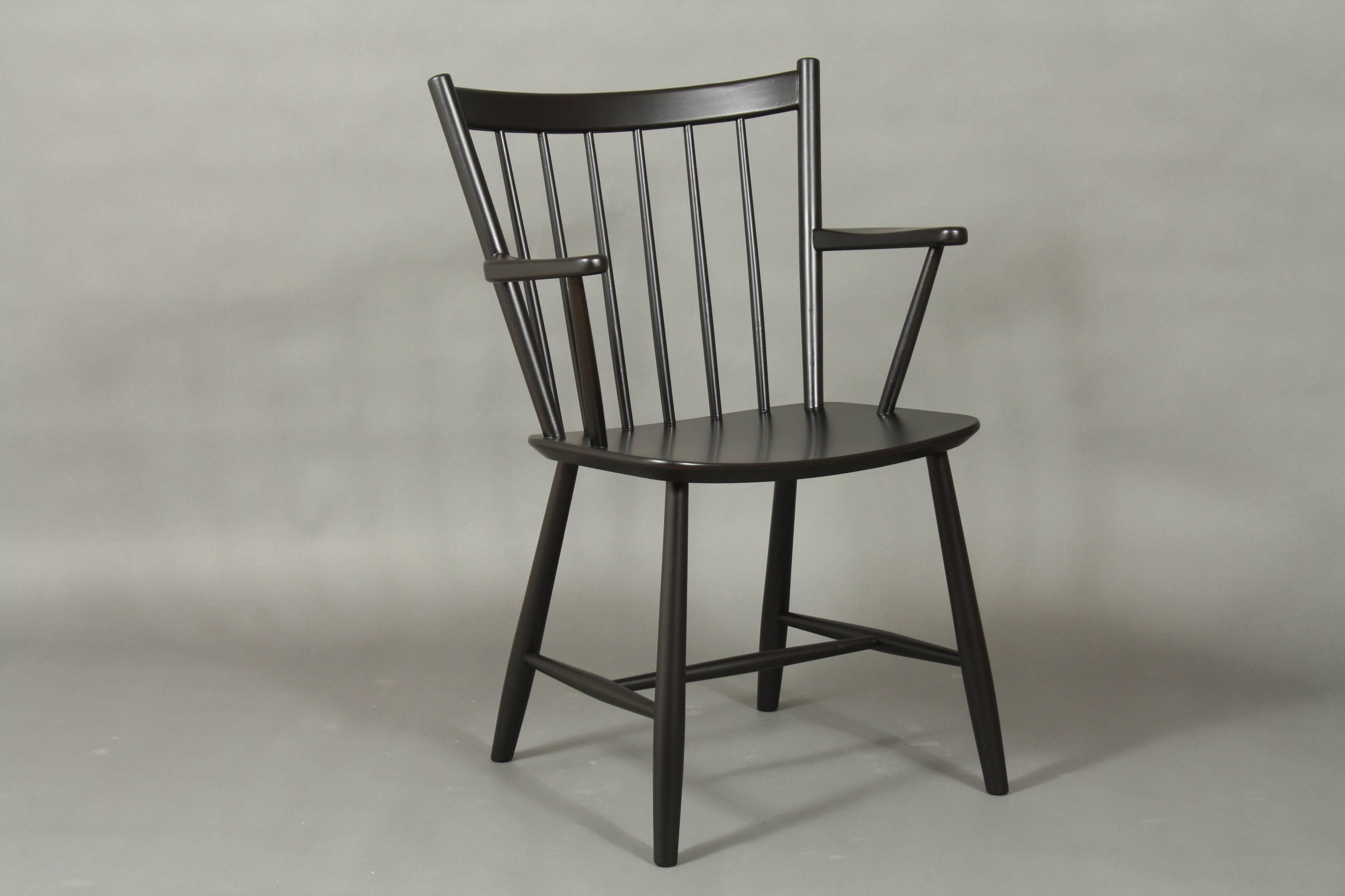 Børge Mogensen Black Dining Chair, Model J42 For Sale 1