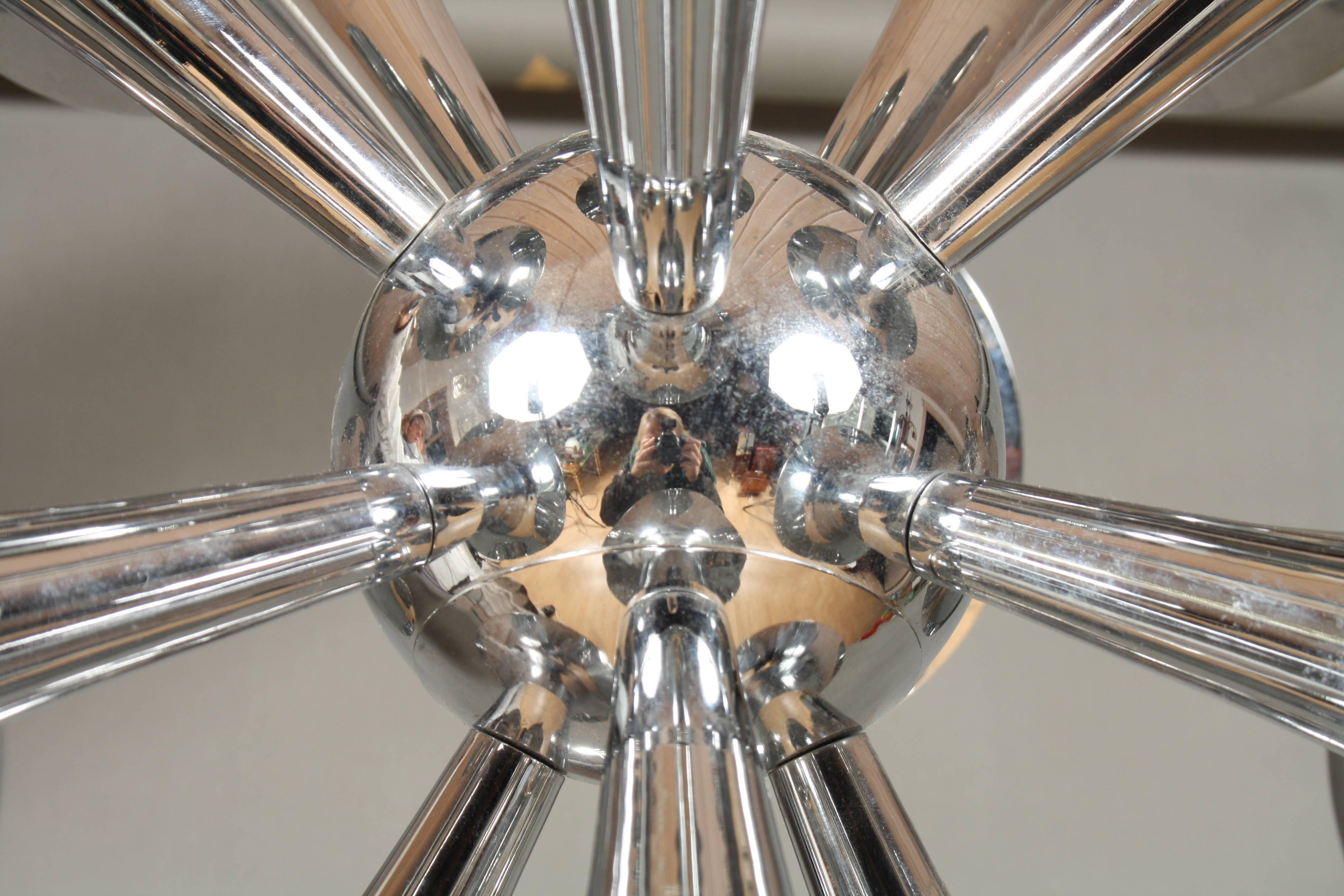 20th Century Mid-Century Chrome Sputnik Trompet Chandelier For Sale