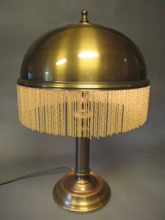Art Deco Table Lamp Brass and Fringe