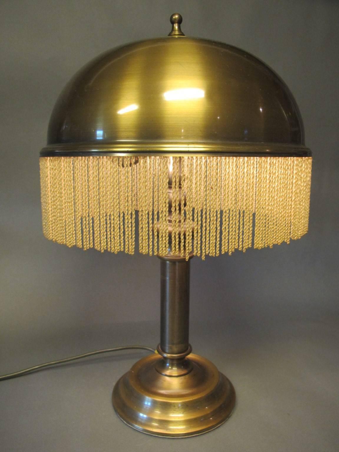 Mid-Century Modern Art Deco Table Lamp Brass and Fringe