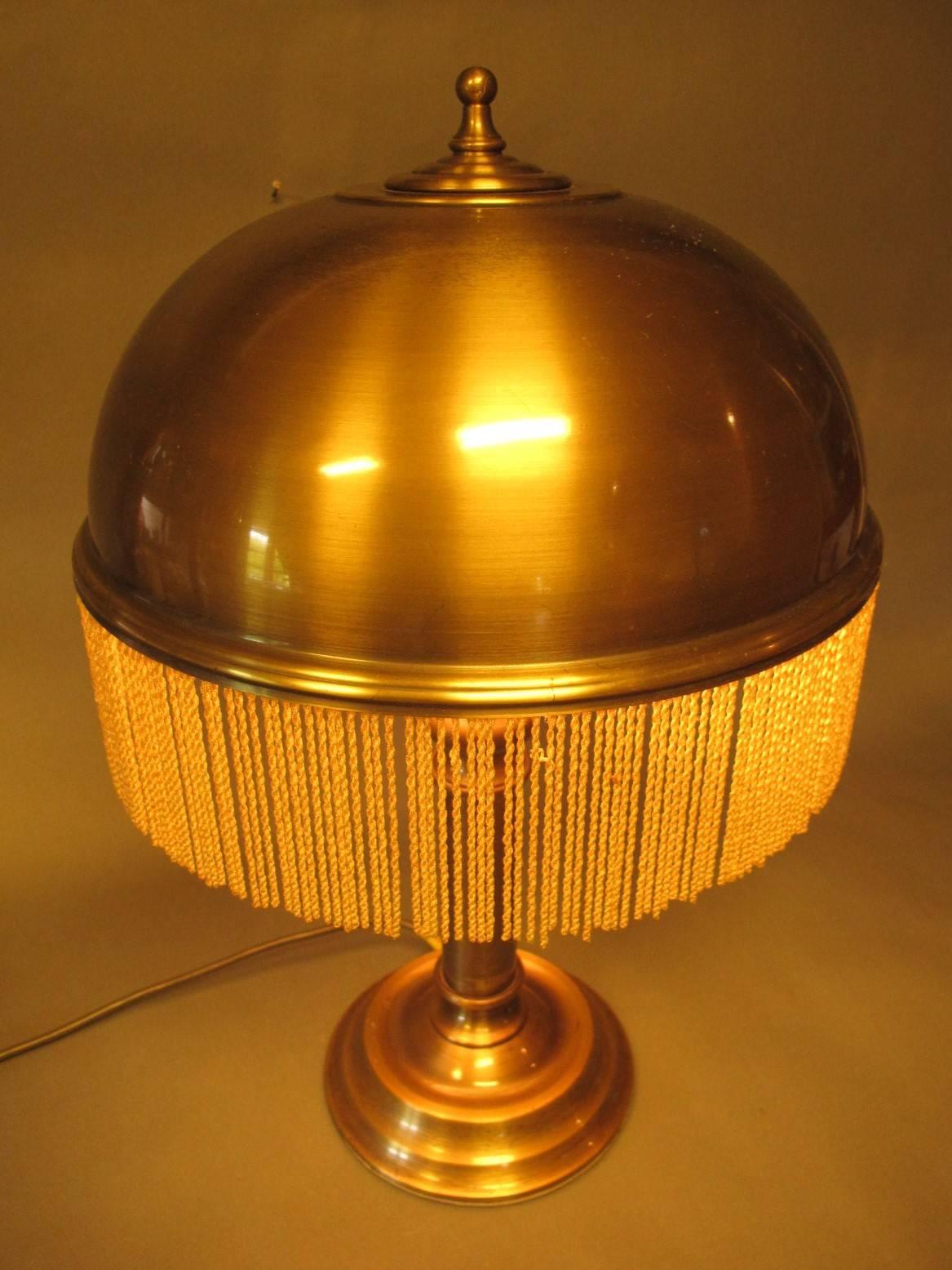 Art Deco Table Lamp Brass and Fringe 1