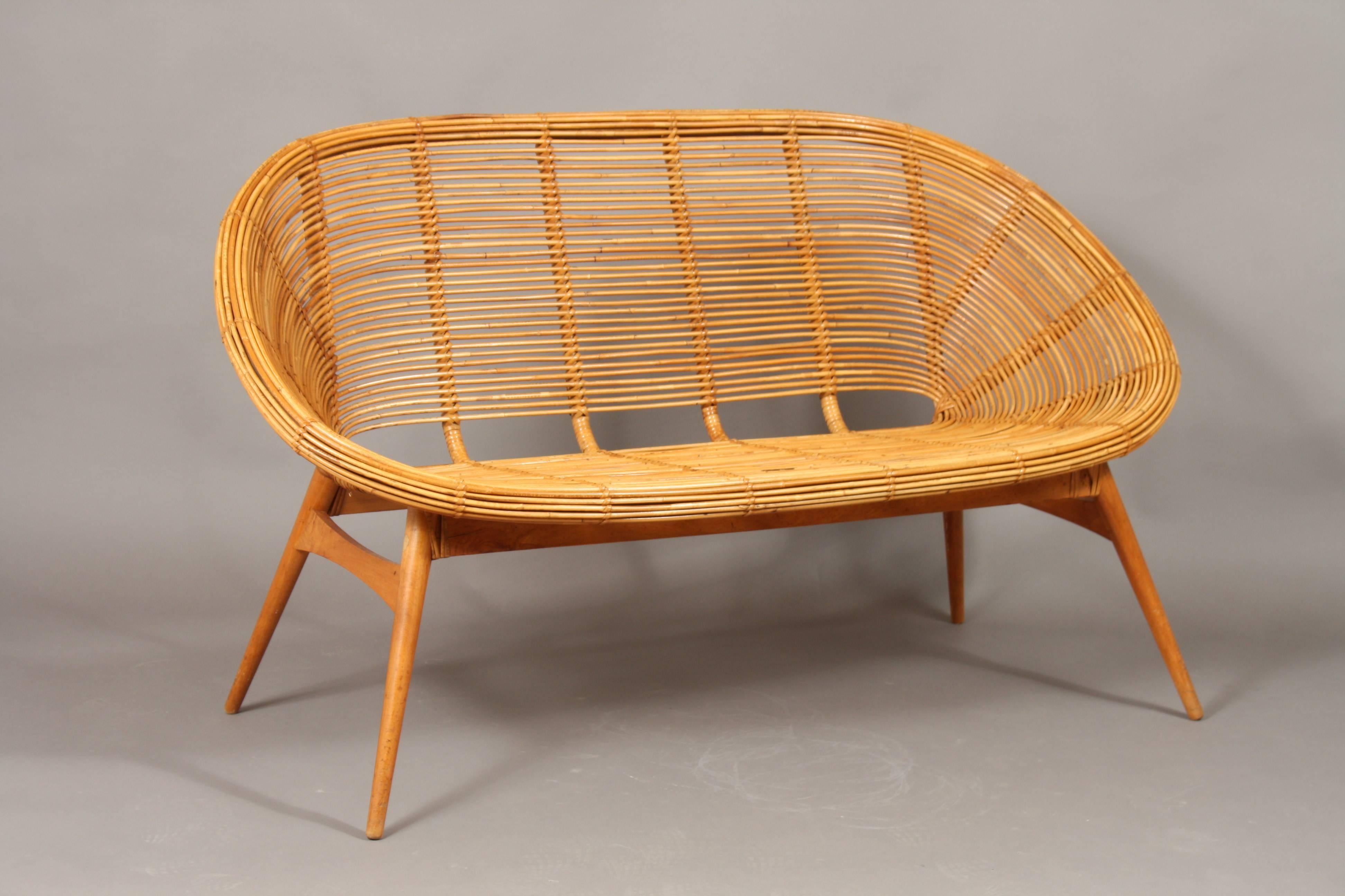 1960s Wicker Sofa with Teak Frame, Design from DDR 3