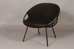 Set of Two Dark Brown Circle Armchairs by Lusch Erzeugnis, 1960s
