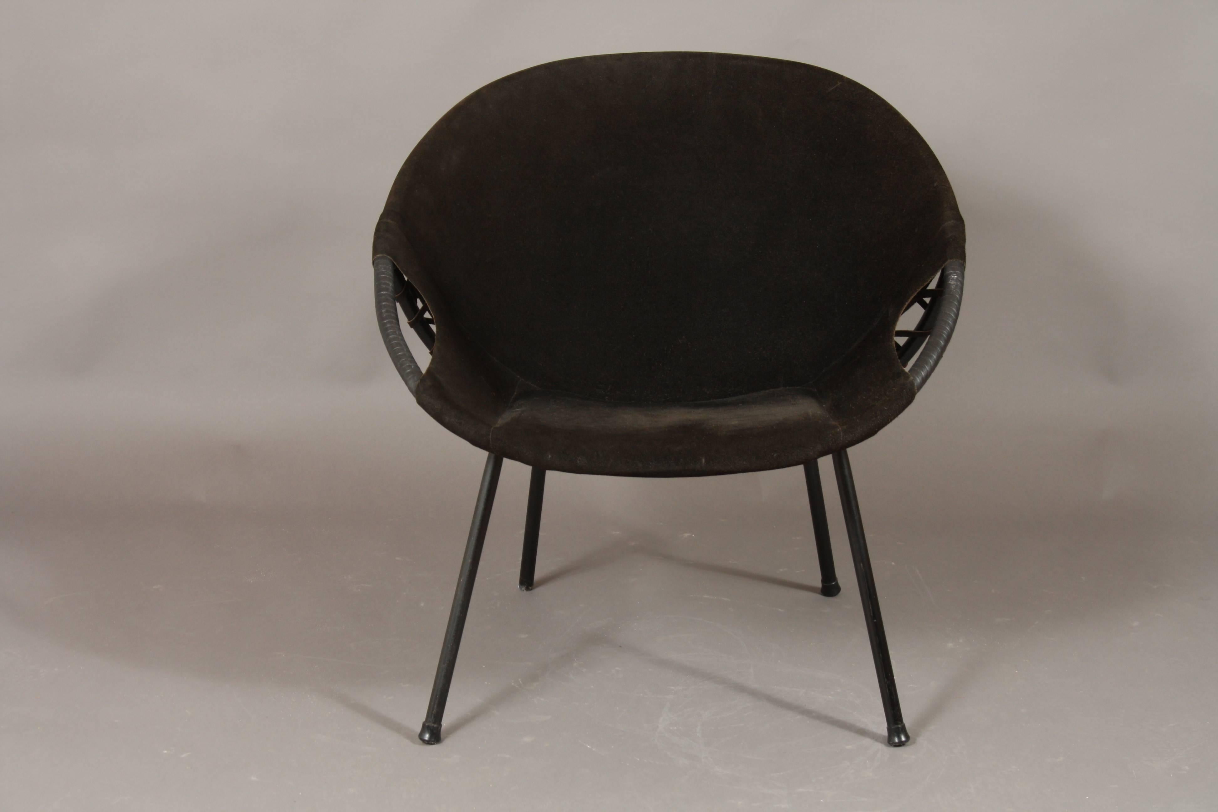 Mid-Century Modern Set of Two Dark Brown Circle Armchairs by Lusch Erzeugnis, 1960s For Sale