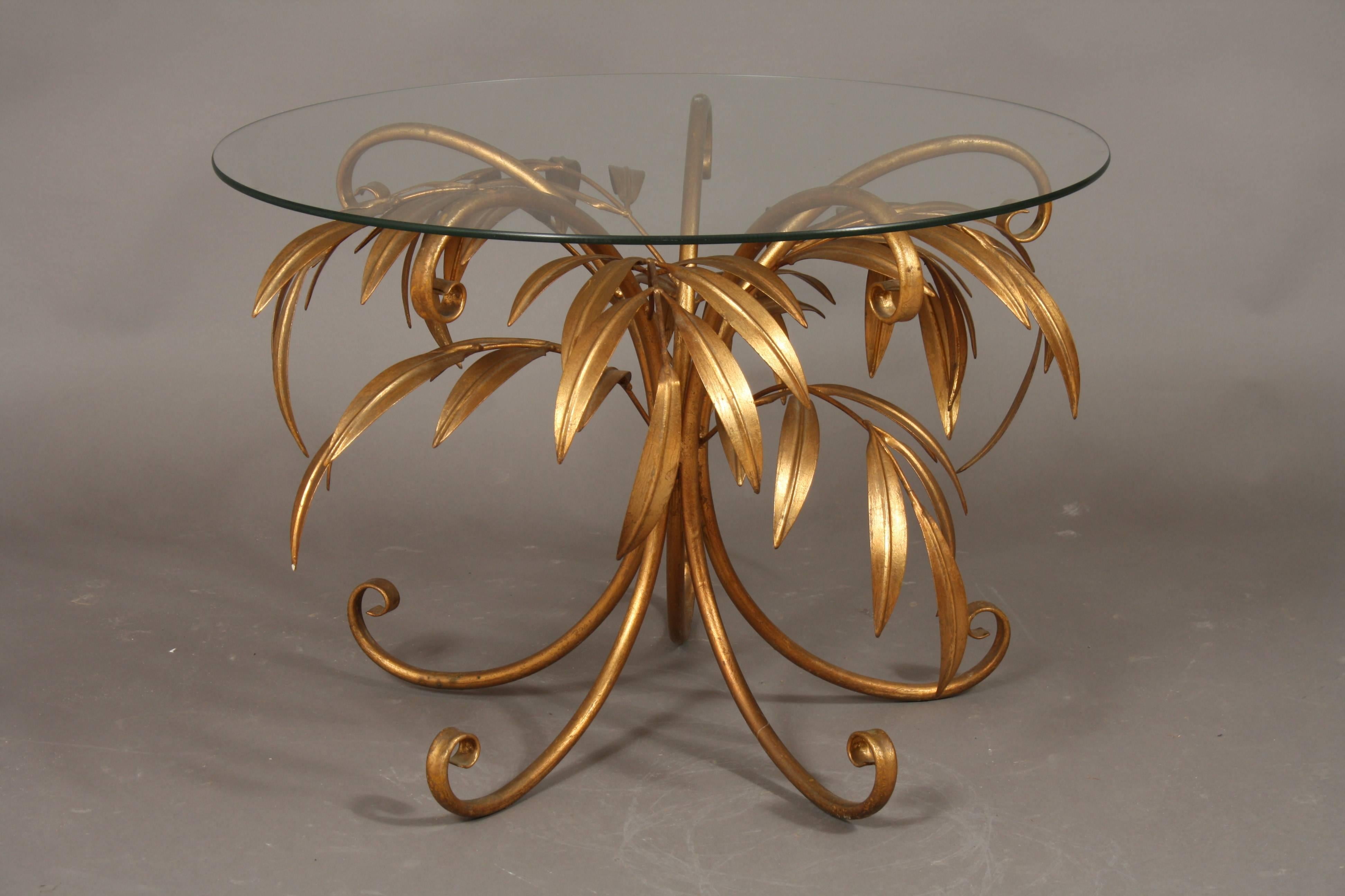 German 1960s Hans Kögl Brass Gold Palm Tree Table