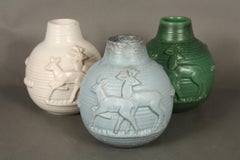 Michael Andersen Stoneware Vase with Light Blue Glaze, 1930s from Denmark