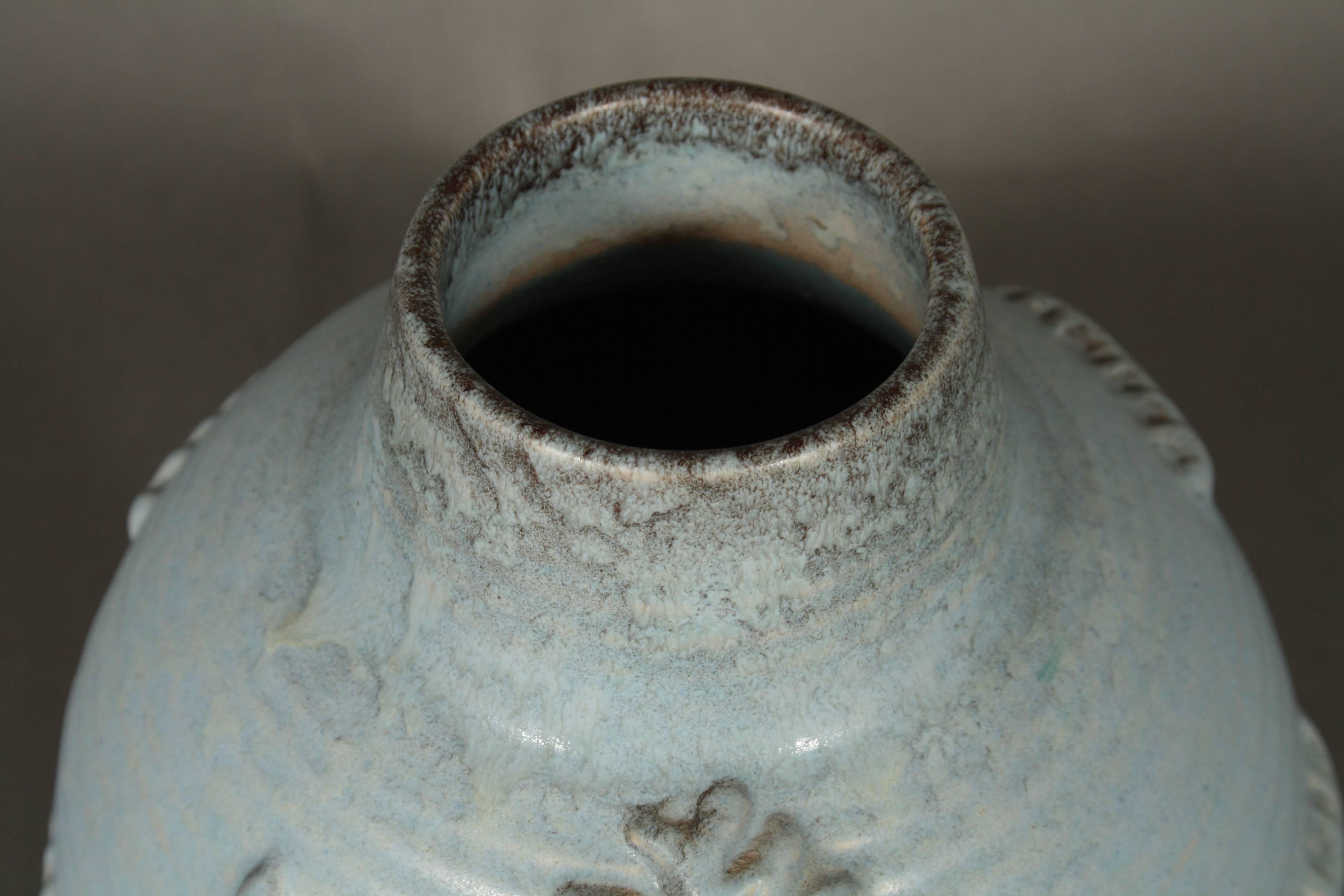 Ceramic Michael Andersen Stoneware Vase with Light Blue Glaze, 1930s from Denmark For Sale