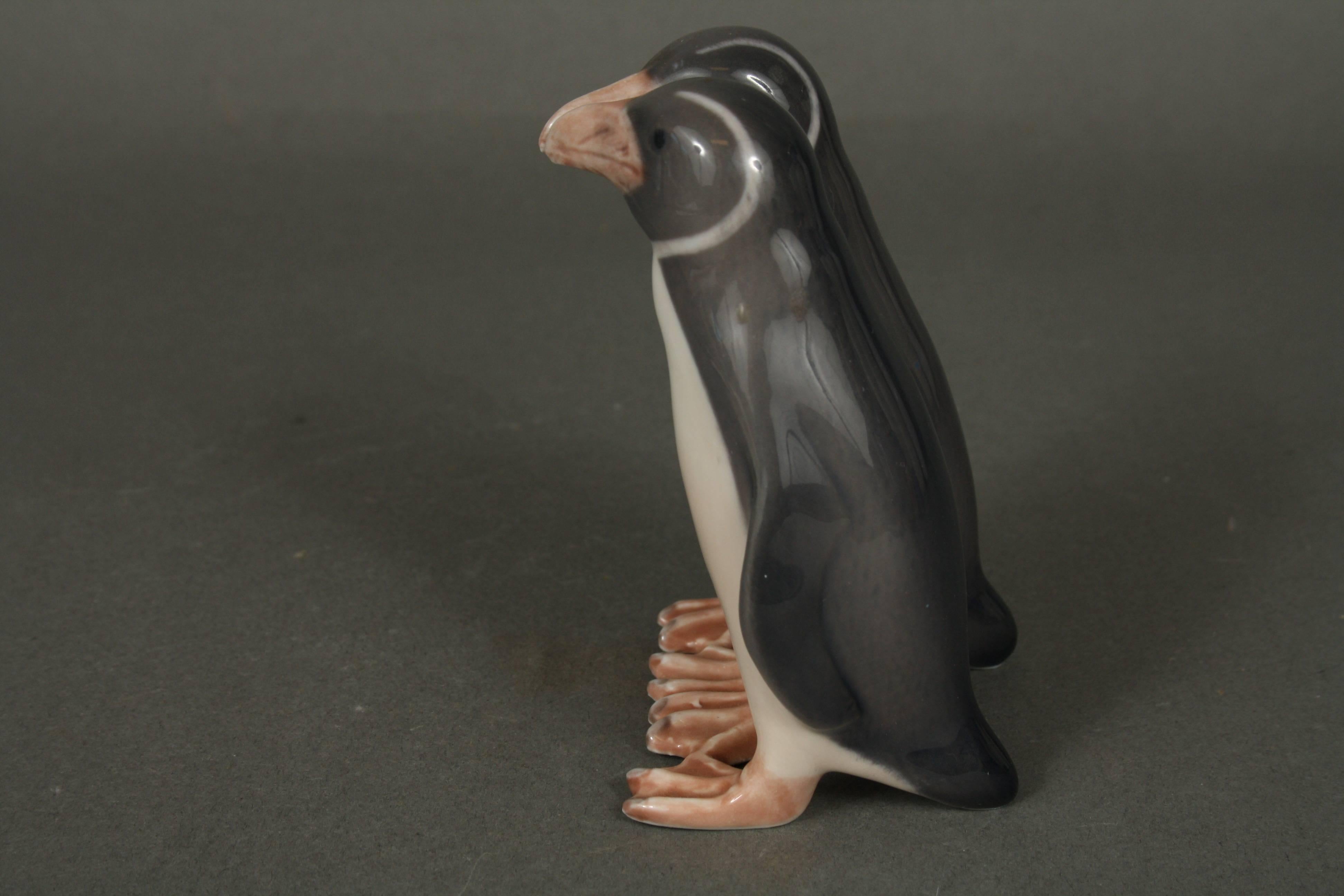 Glazed Royal Copenhagen, a Pair of Penguins, No. 1190, Anna Trap, Denmark For Sale