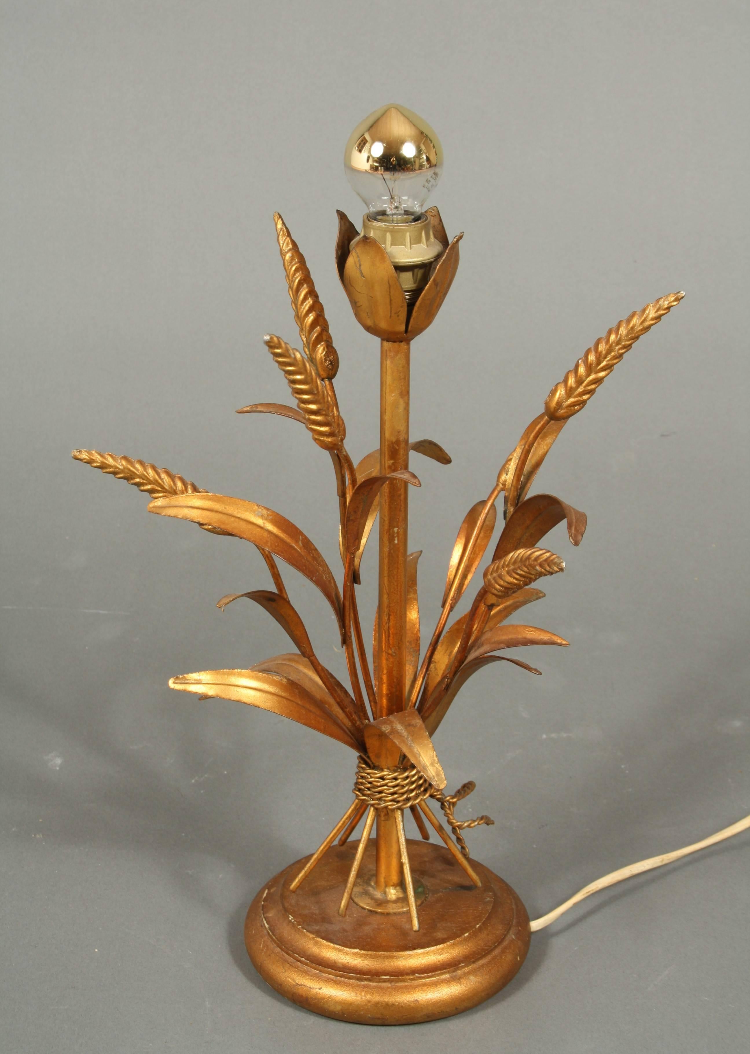 Mid-Century Modern Mid-20th Century Gilded Wheat Sheaf Table Lamp For Sale