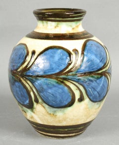 Kähler, HAK, Glazed Stoneware Vase, 1930s, Blue and White, Denmark