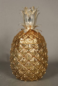 Italian Gilt and Silver Colored Mauro Manetti Pineapple Ice Bucket, 1960s