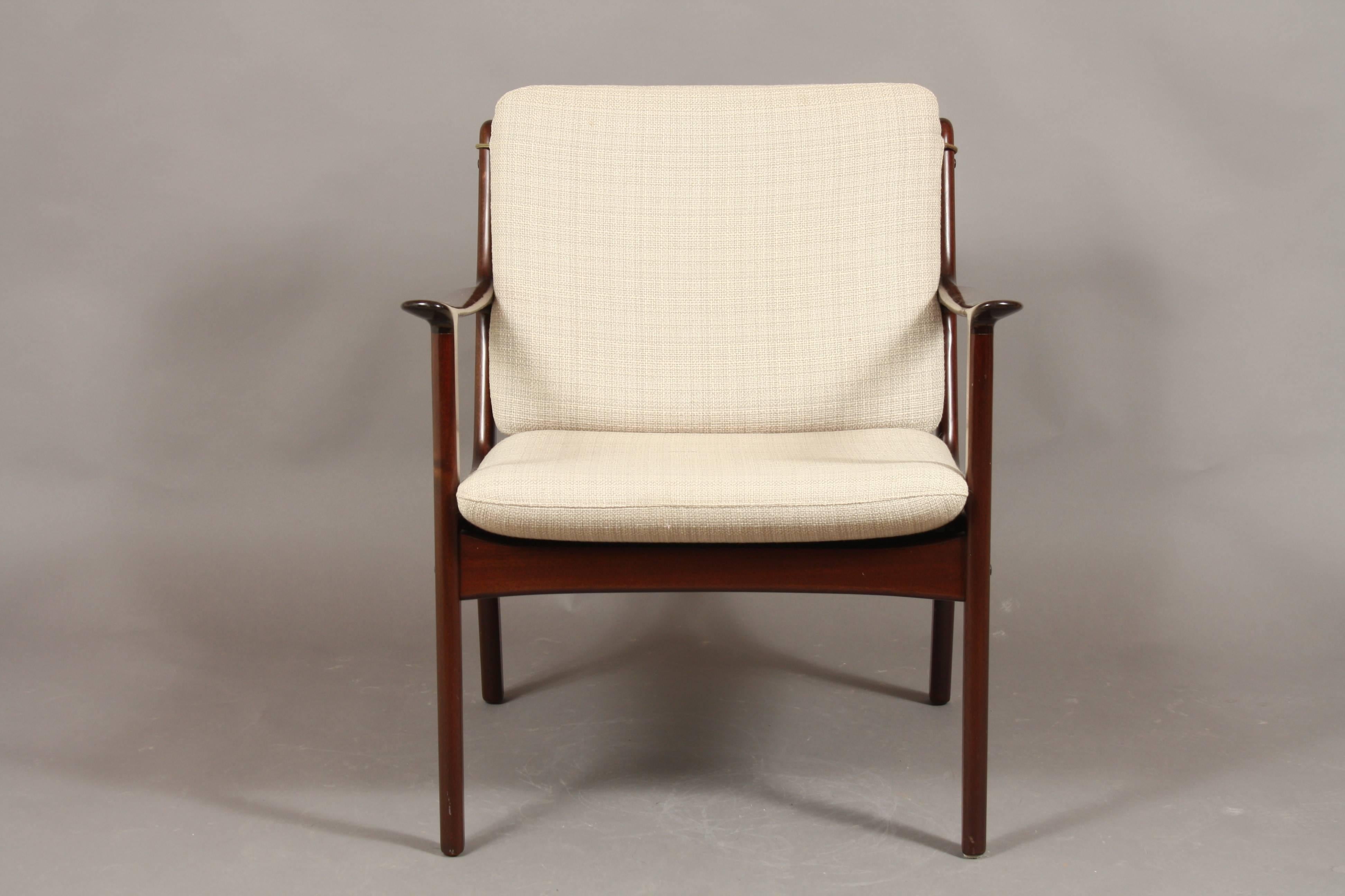 Scandinavian Modern Pair of Ole Wanscher PJ112 Easy Chair in Polished Mahogany