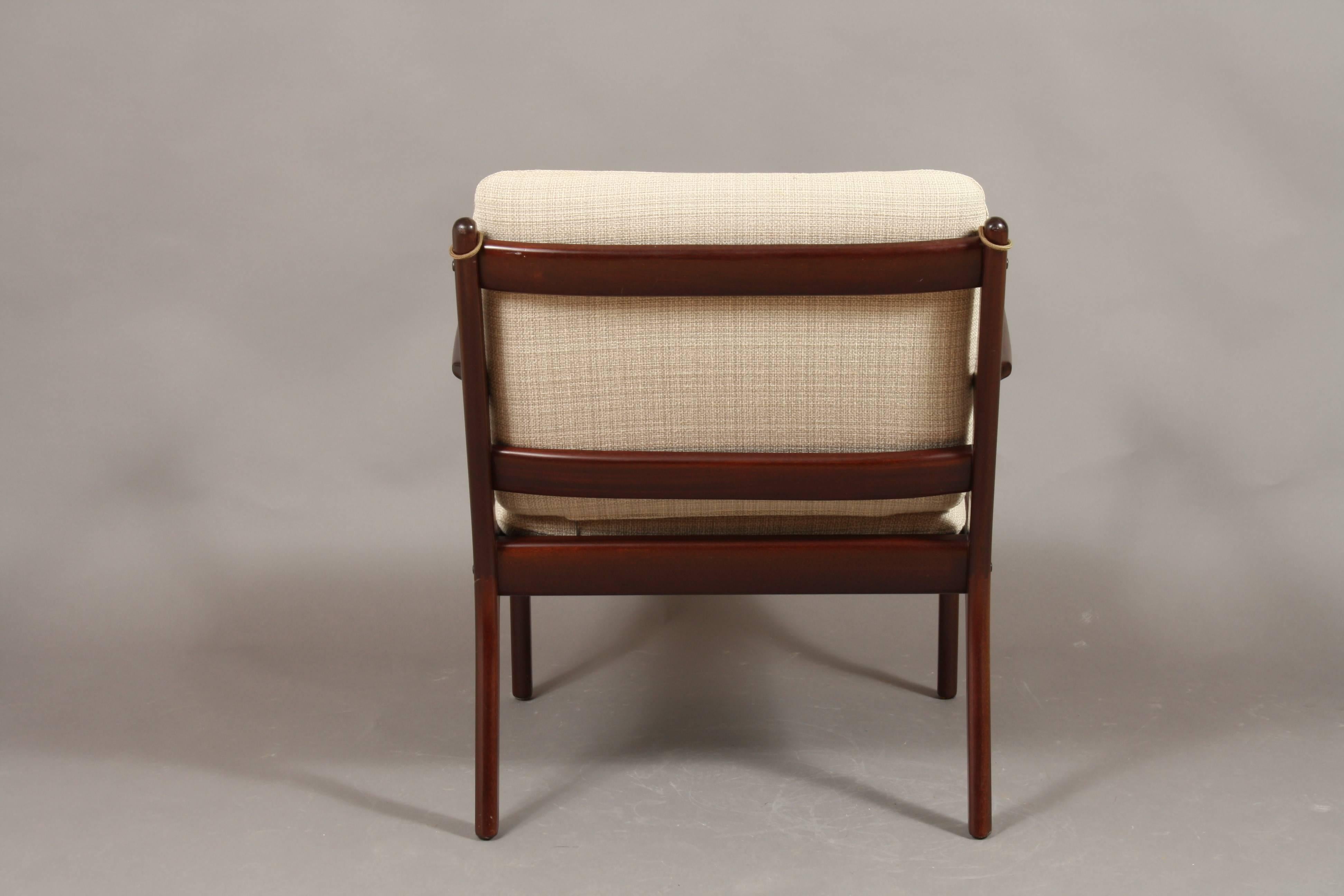 Wool Pair of Ole Wanscher PJ112 Easy Chair in Polished Mahogany