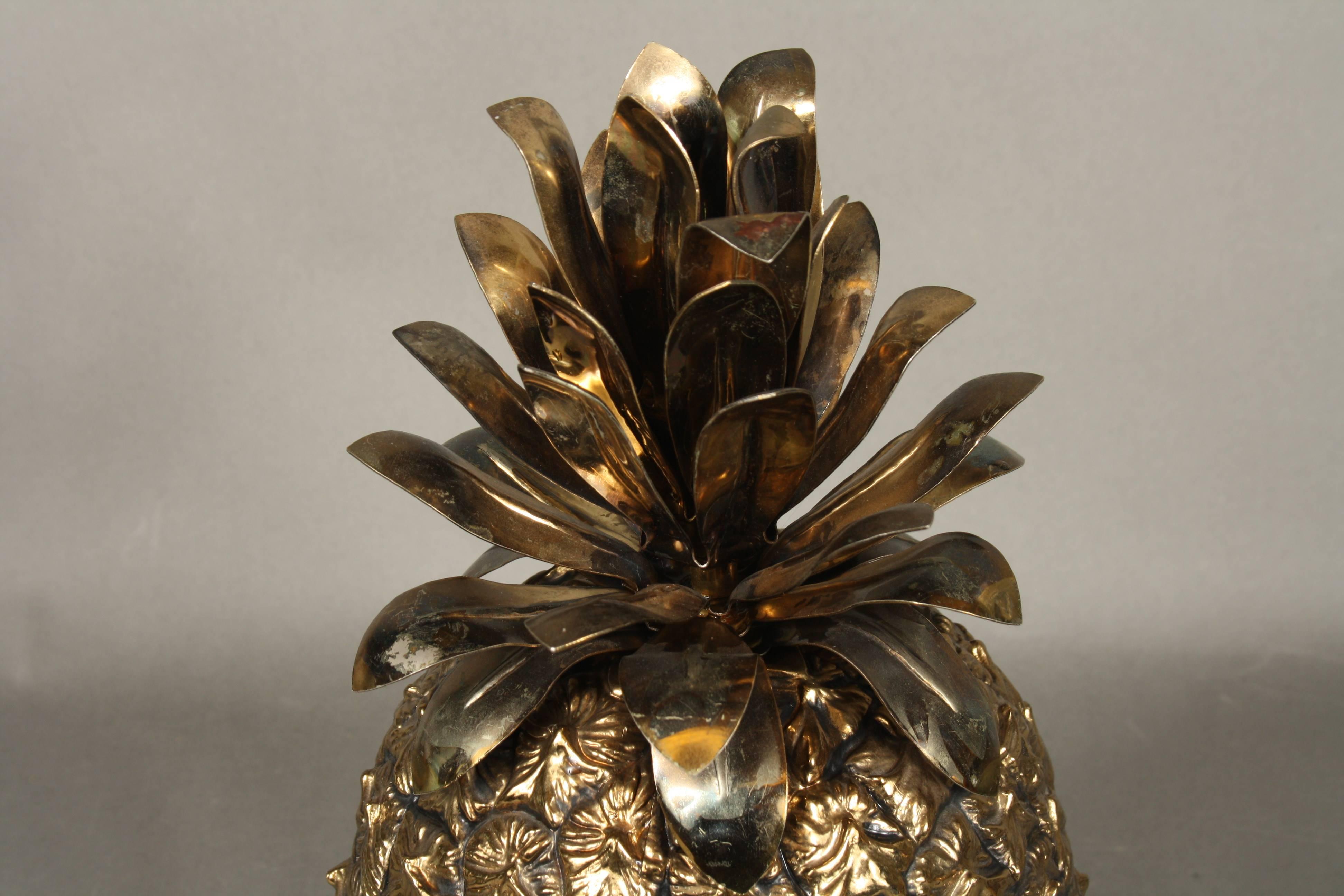 Mid-20th Century Swiss Extra Large Gilt Colored Freddo Therm Pineapple Ice Bucket, 1960s For Sale