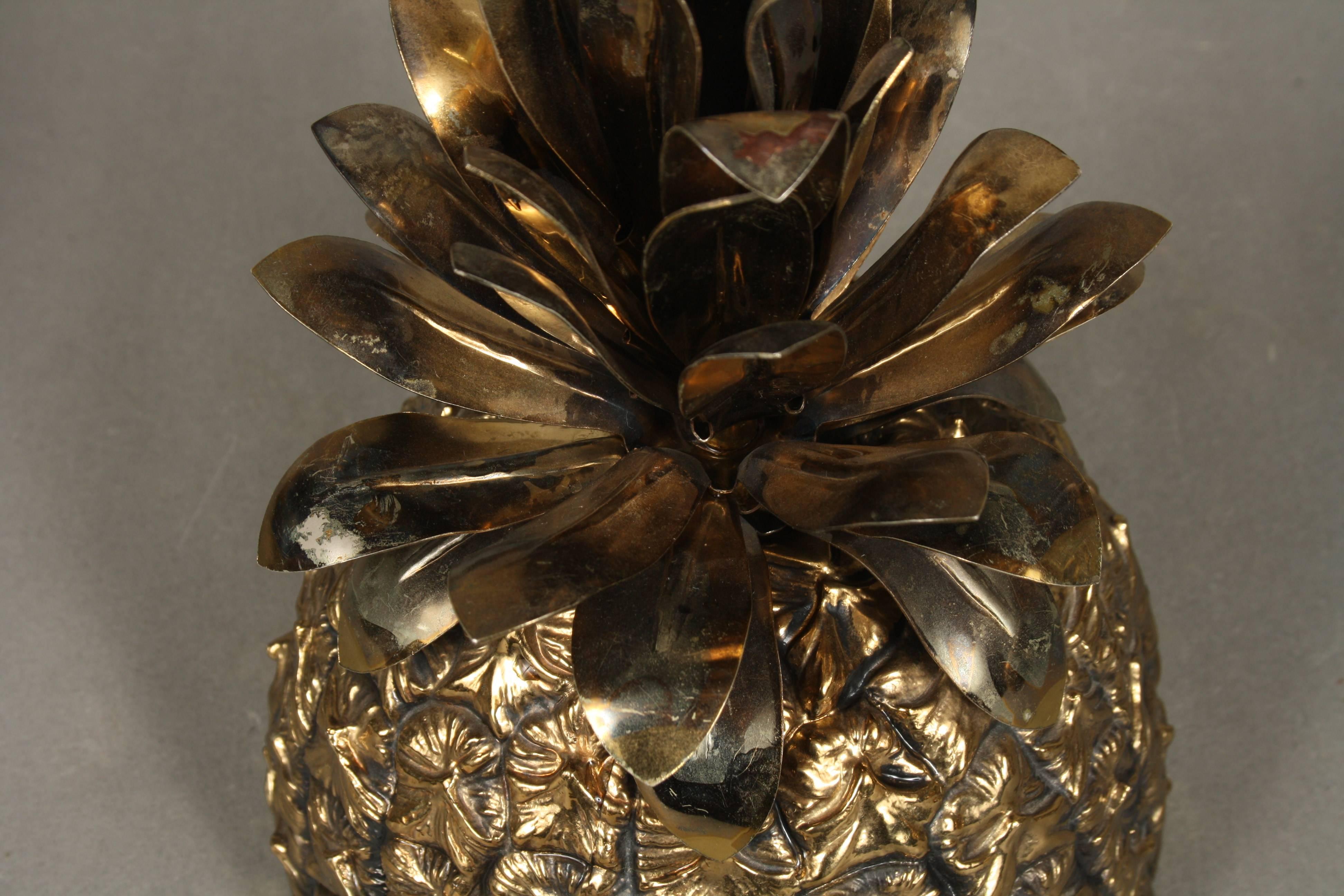 Metal Swiss Extra Large Gilt Colored Freddo Therm Pineapple Ice Bucket, 1960s For Sale