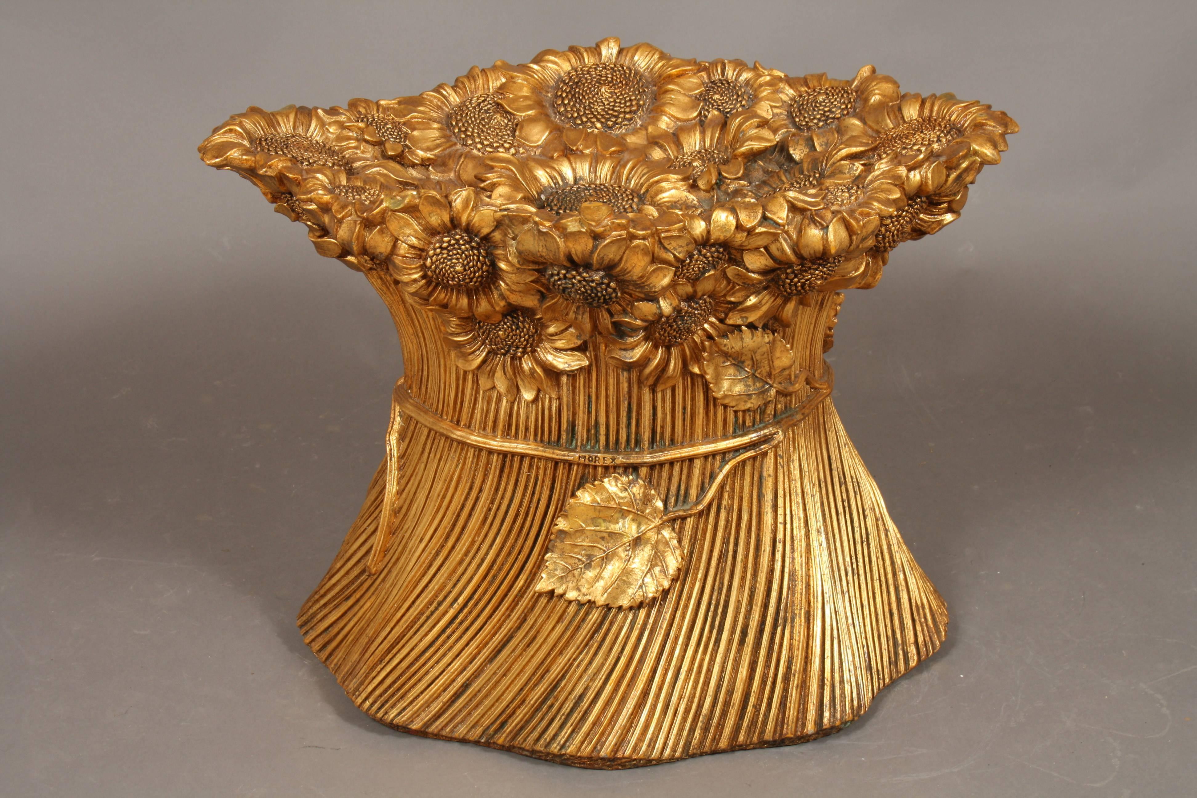 Late 20th Century Regency Golden Sunflower Coffee Table, Italy, Morex, 1970 For Sale