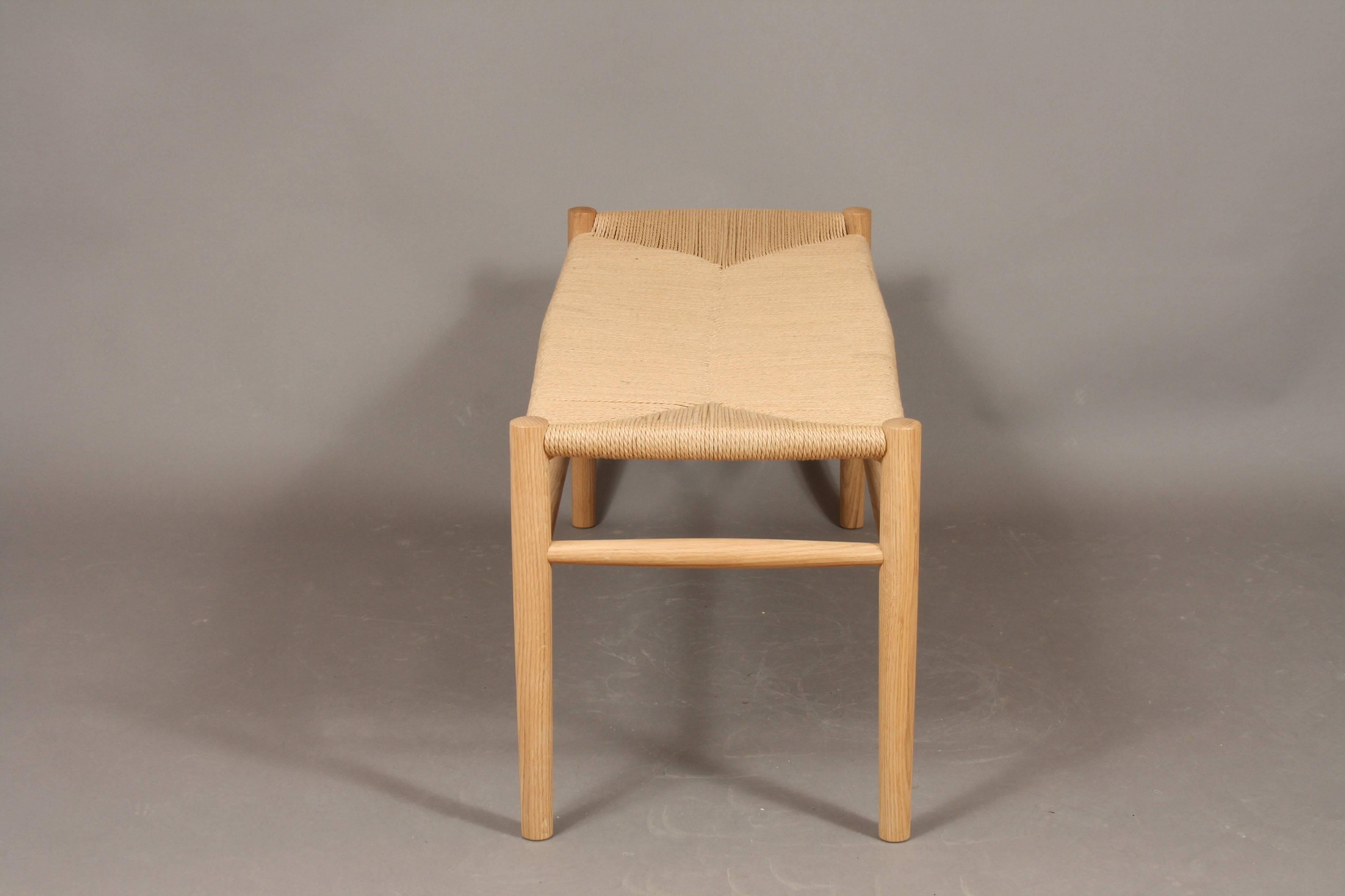 Contemporary Jørgen Bækmark Bench, New Oak and Paper Cord, Danish Design, Model J83B For Sale