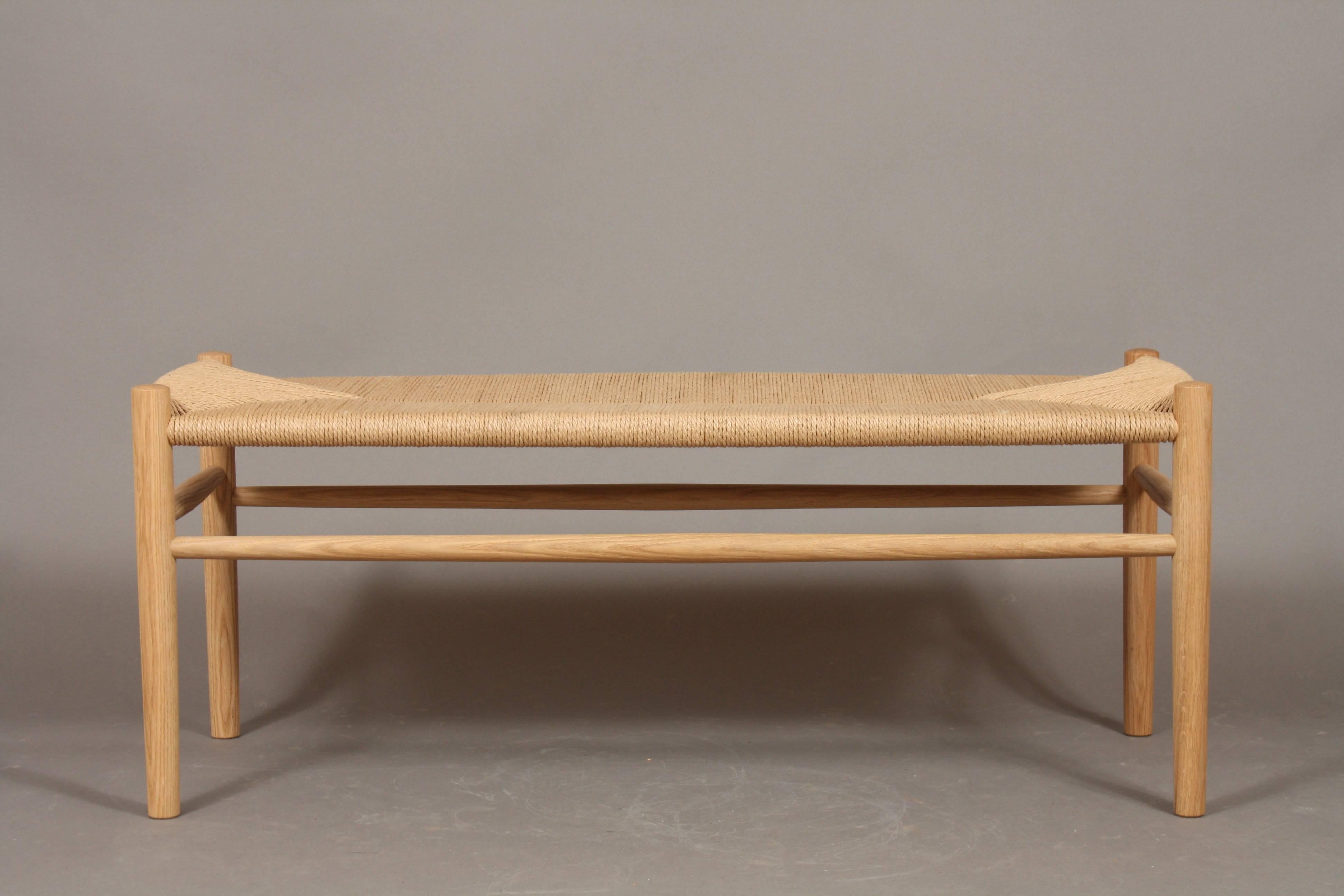 Mid-Century Modern Jørgen Bækmark Bench, New Oak and Paper Cord, Danish Design, Model J83B For Sale