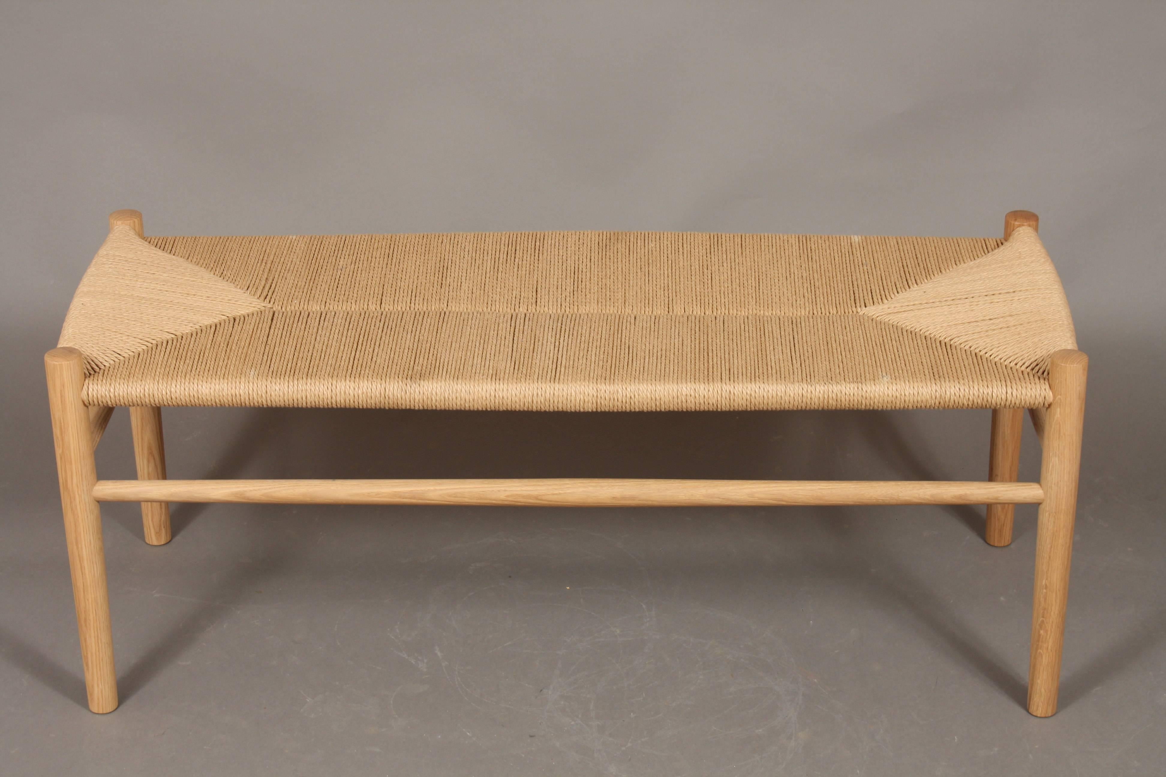 Jørgen Bækmark Bench, New Oak and Paper Cord, Danish Design, Model J83B For Sale 1