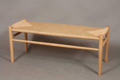 Jørgen Bækmark Bench, New Oak and Paper Cord, Danish Design, Model J83B