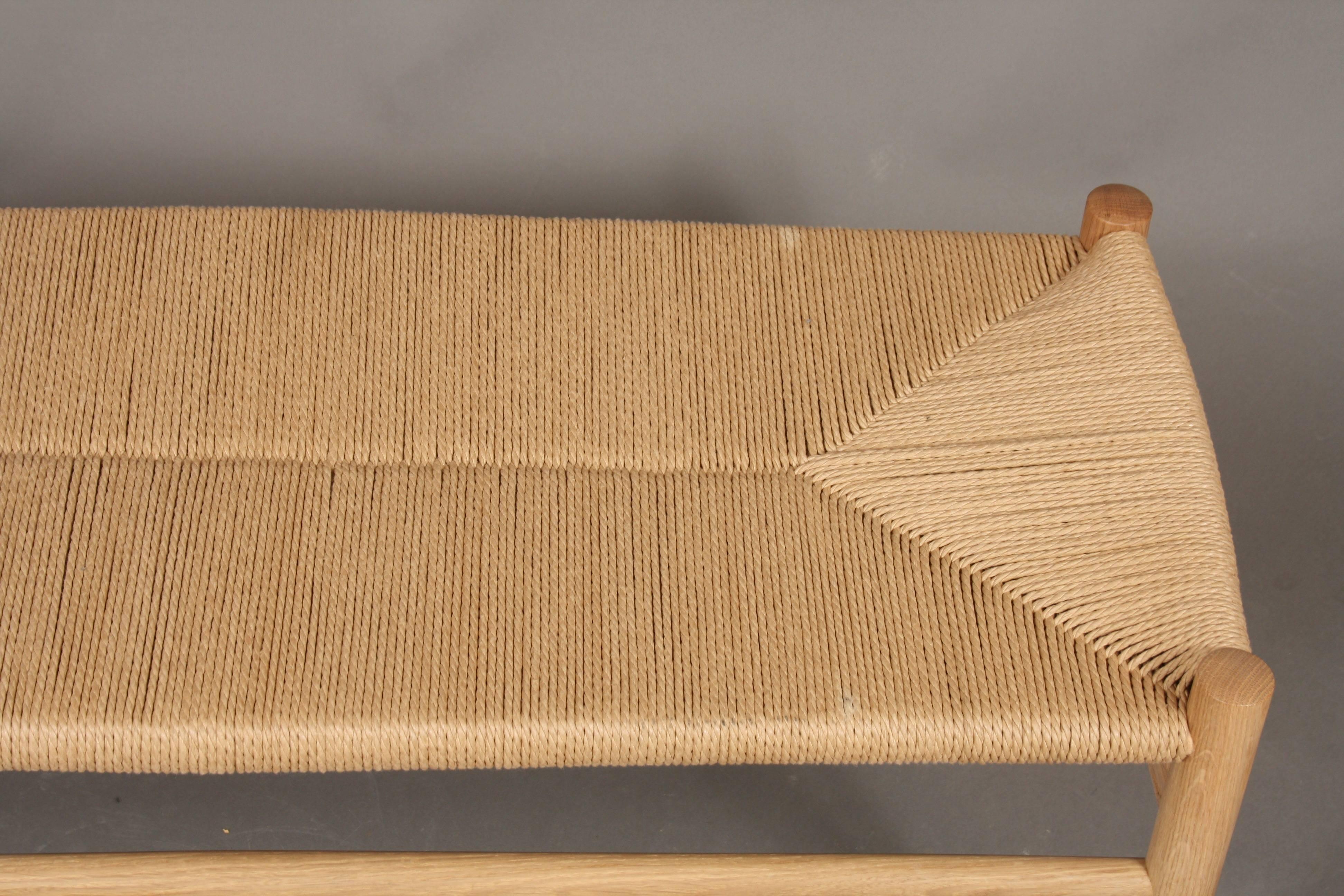 Jørgen Bækmark Bench, New Oak and Paper Cord, Danish Design, Model J83B For Sale 3