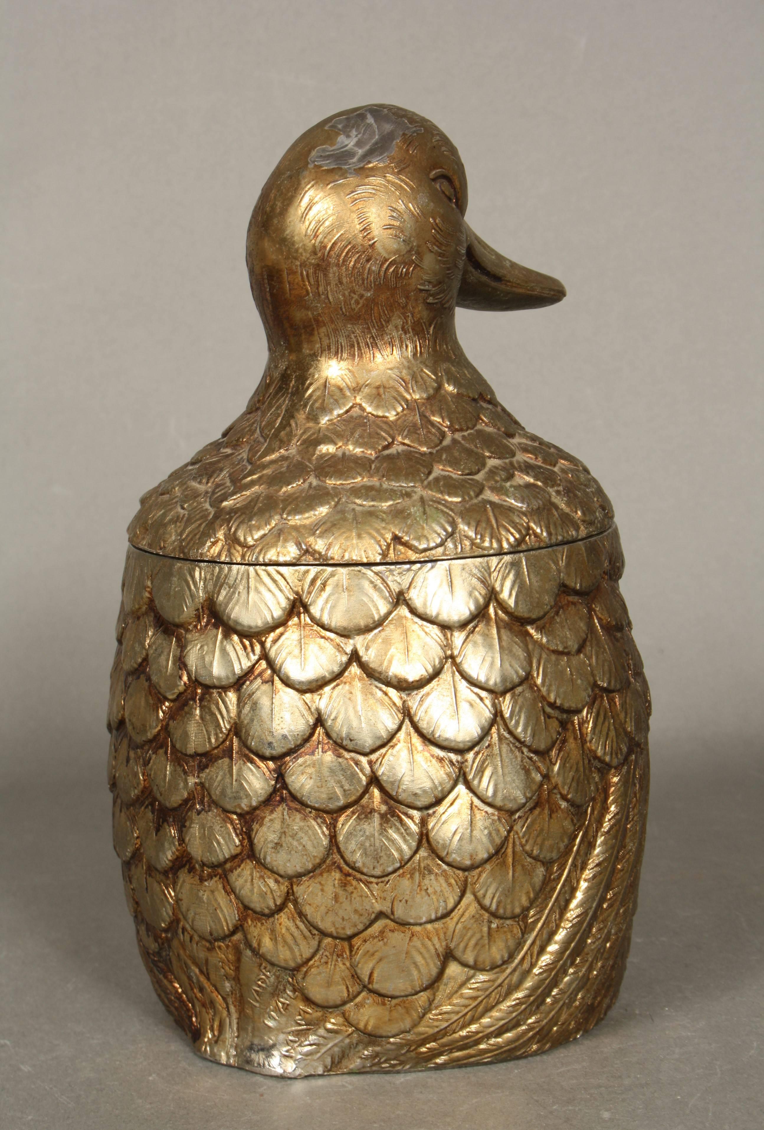 Mauro Manetti, Duck Ice Bucket Gilt, Italy, 1960s In Good Condition In Faarevejle, DK