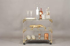 Drinks Trolley, Glass, Mirror, Lucite and Gilt, Italy
