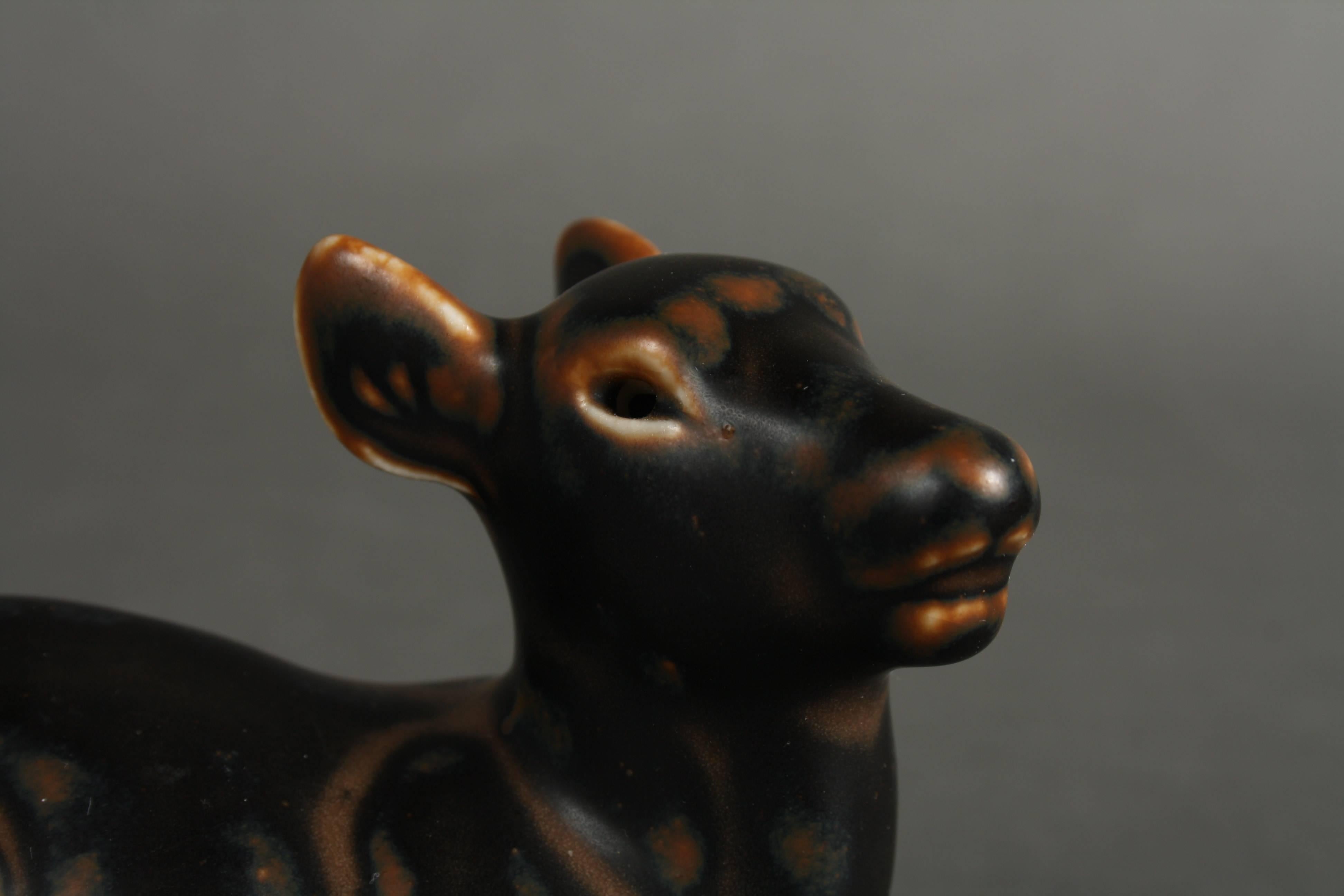 20th Century Royal Copenhagen, Brown Young Deer Sculpture, No. 20183, Denmark