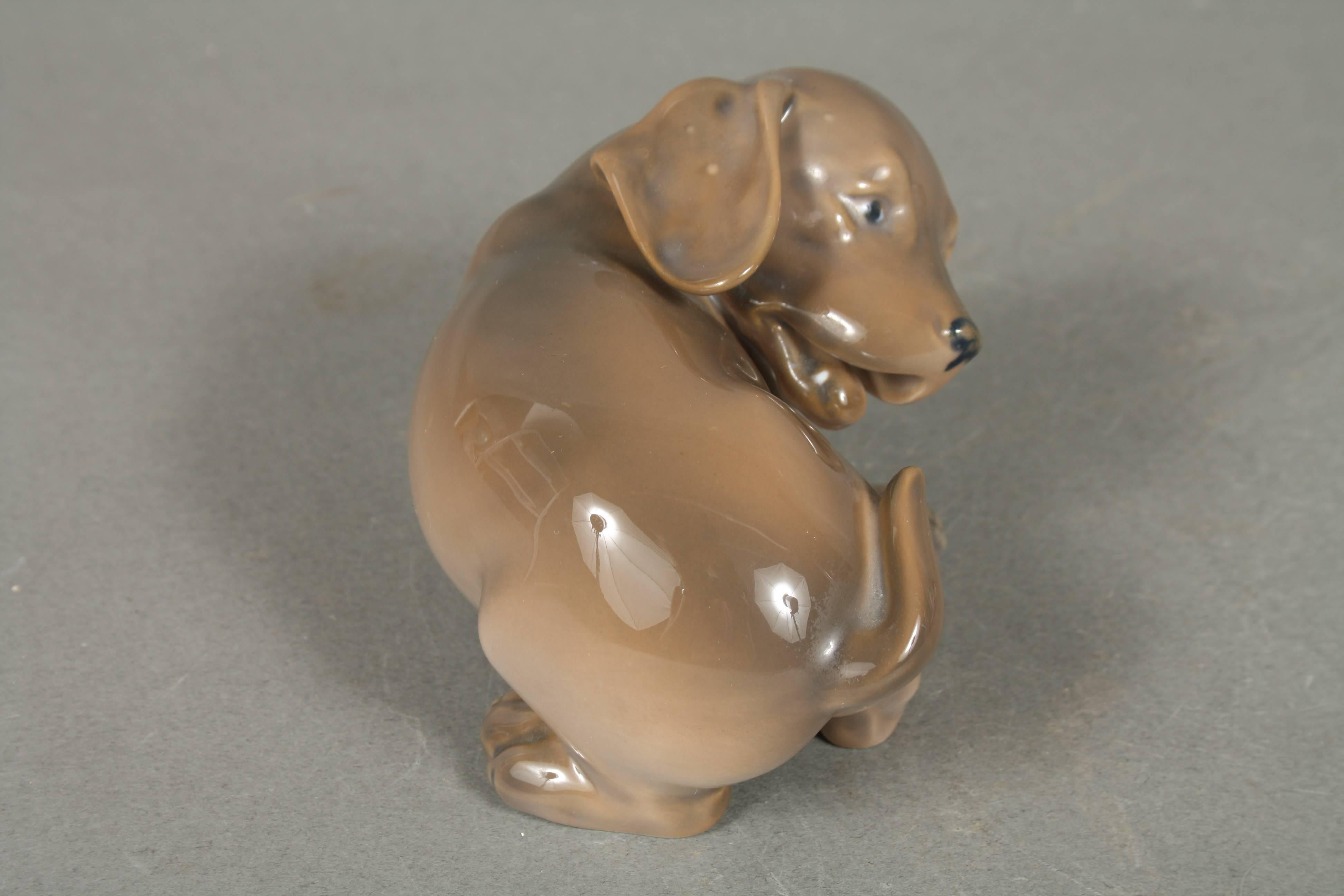 Glazed Royal Copenhagen, Dog, No. 1407, Denmark For Sale