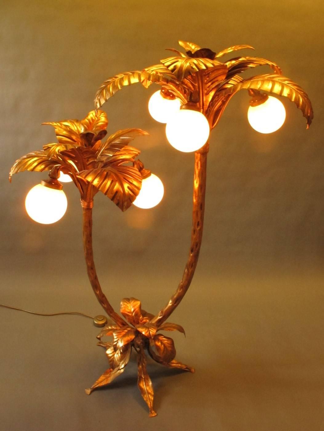 Palm Tree Floor Lamp, Gilt For Sale 1