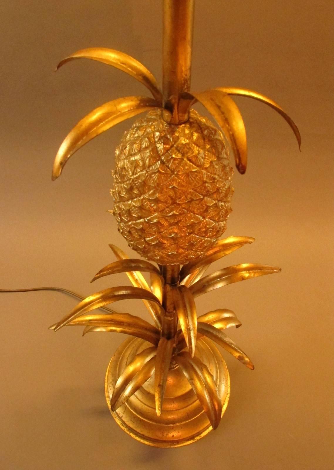 Mid-20th Century Palm Lamp with Pineapple, Brass In Good Condition In Faarevejle, DK