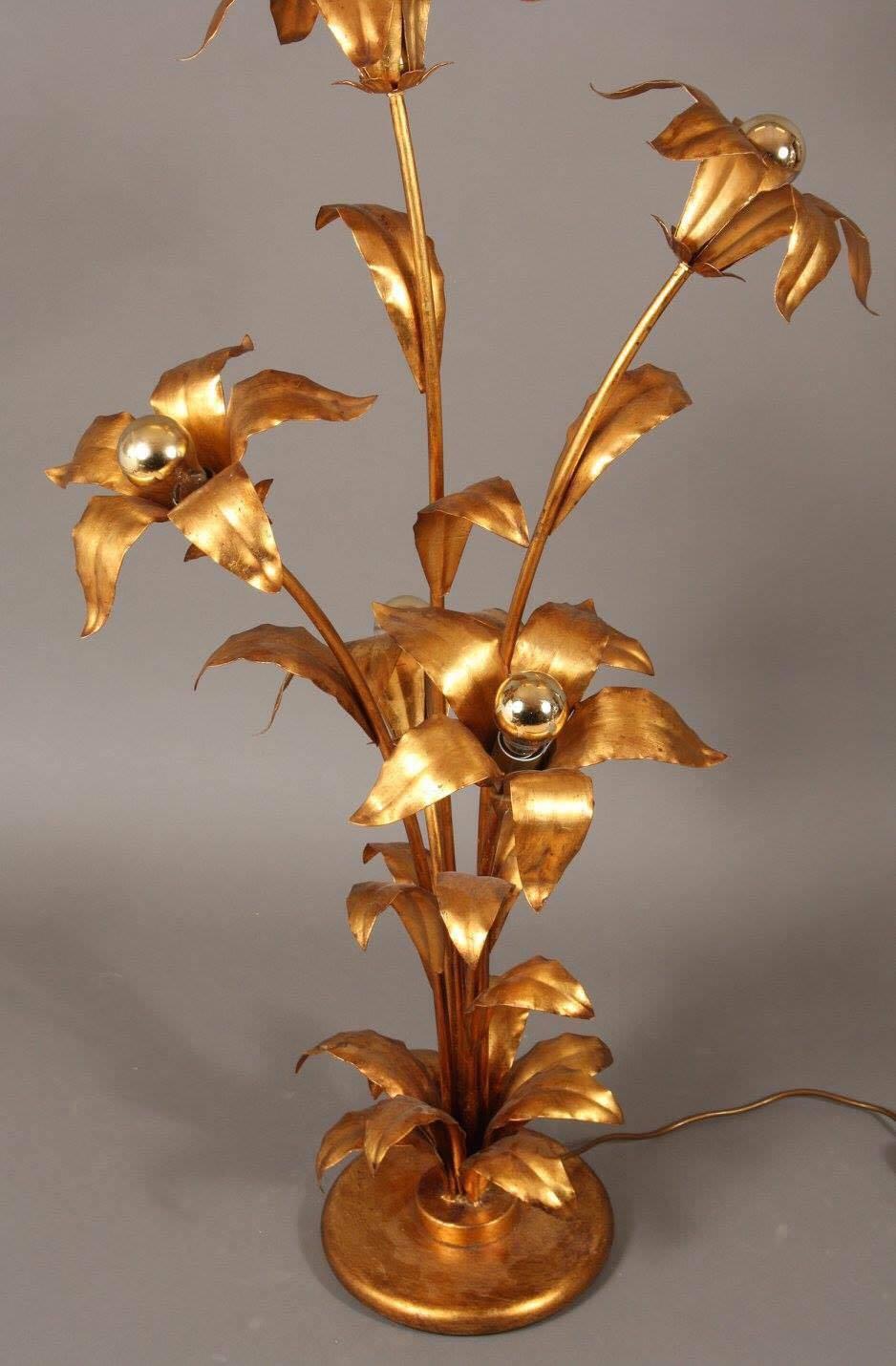 German Hans Kogl Floor Lamp with Five Flowers and Light Bulbs For Sale