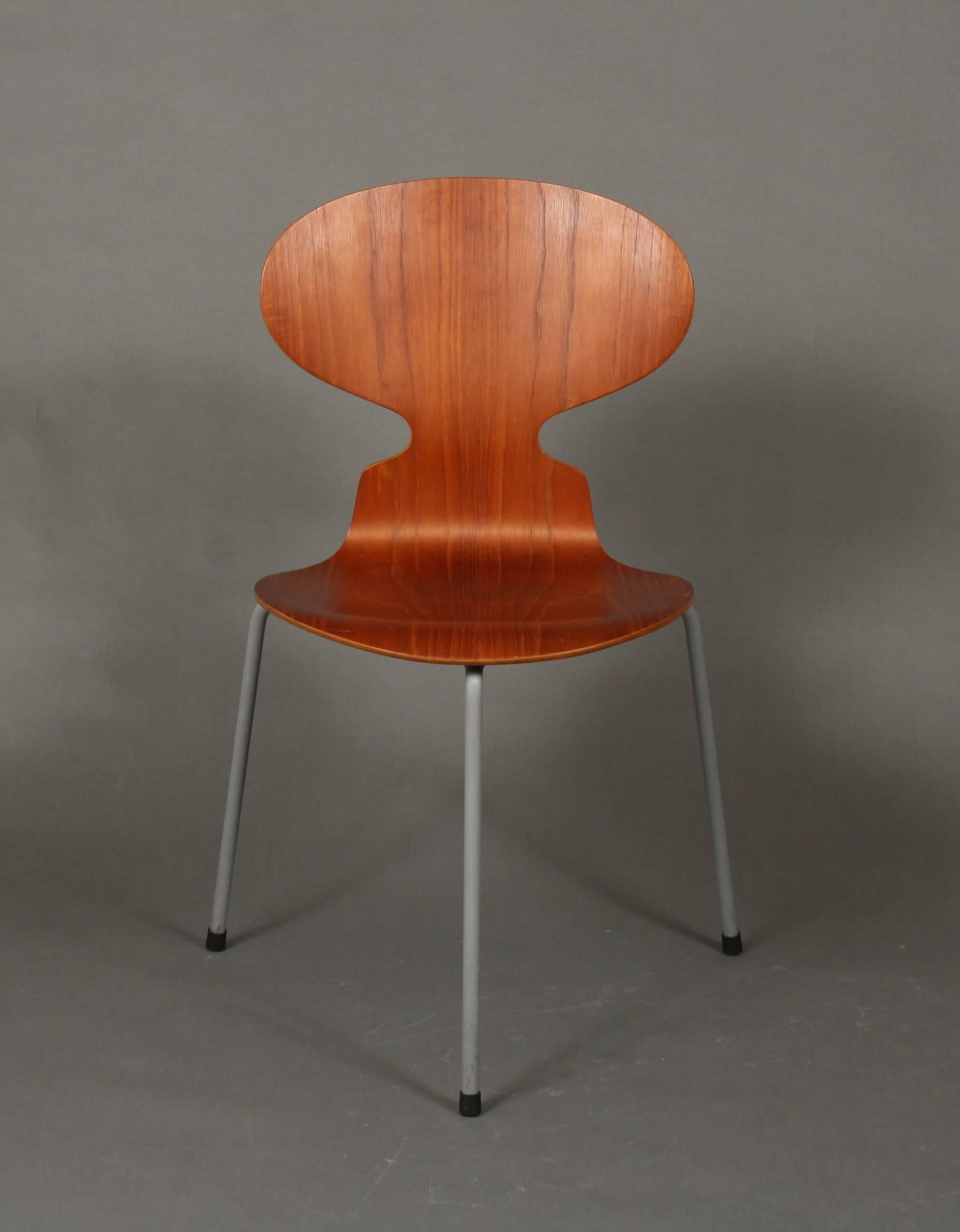 Rubber Two Early Arne Jacobsen Three Legged Ant Chairs For Sale