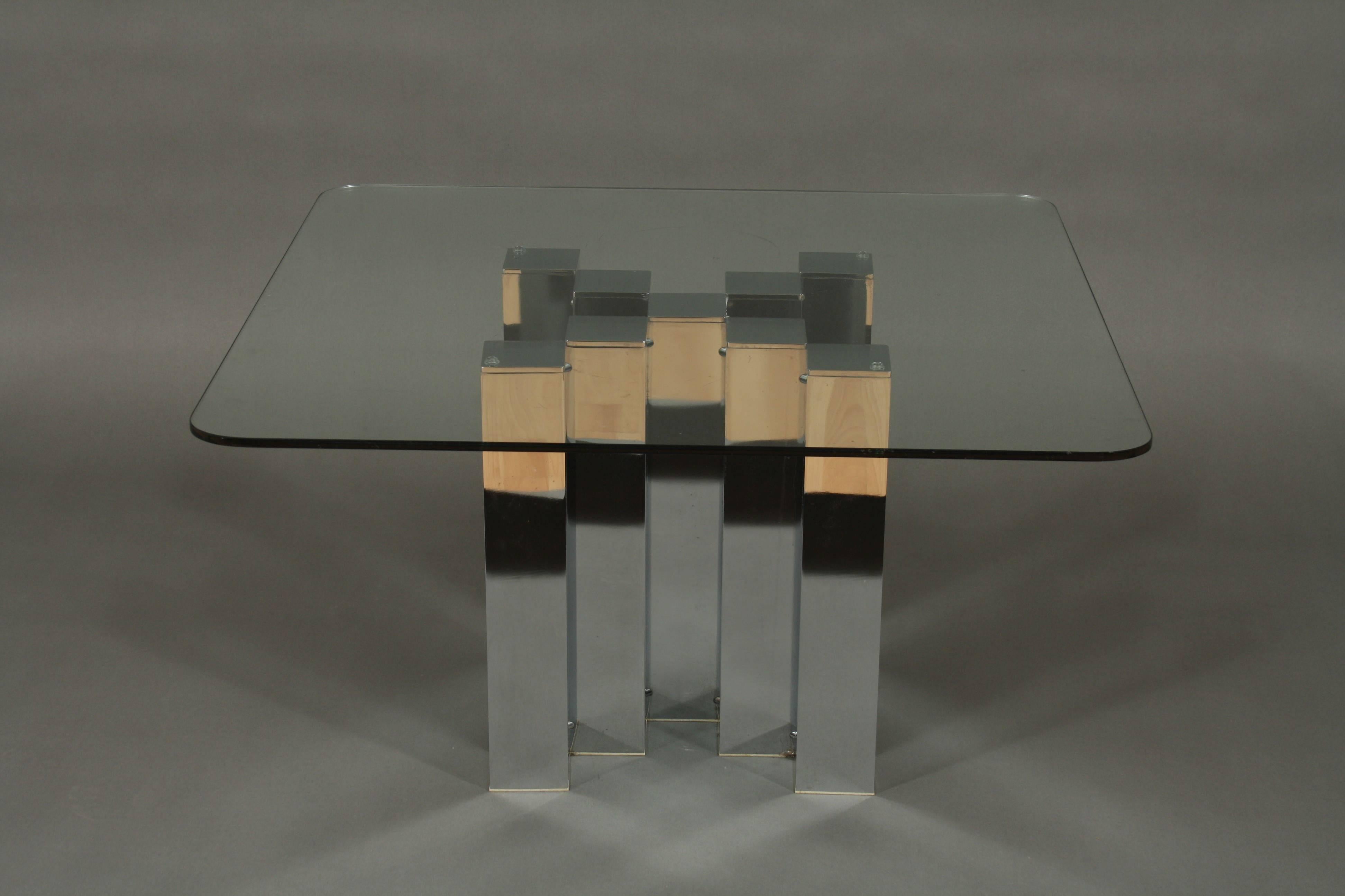 Great vintage chrome Brutalist style coffee table in the style of Paul Evans.