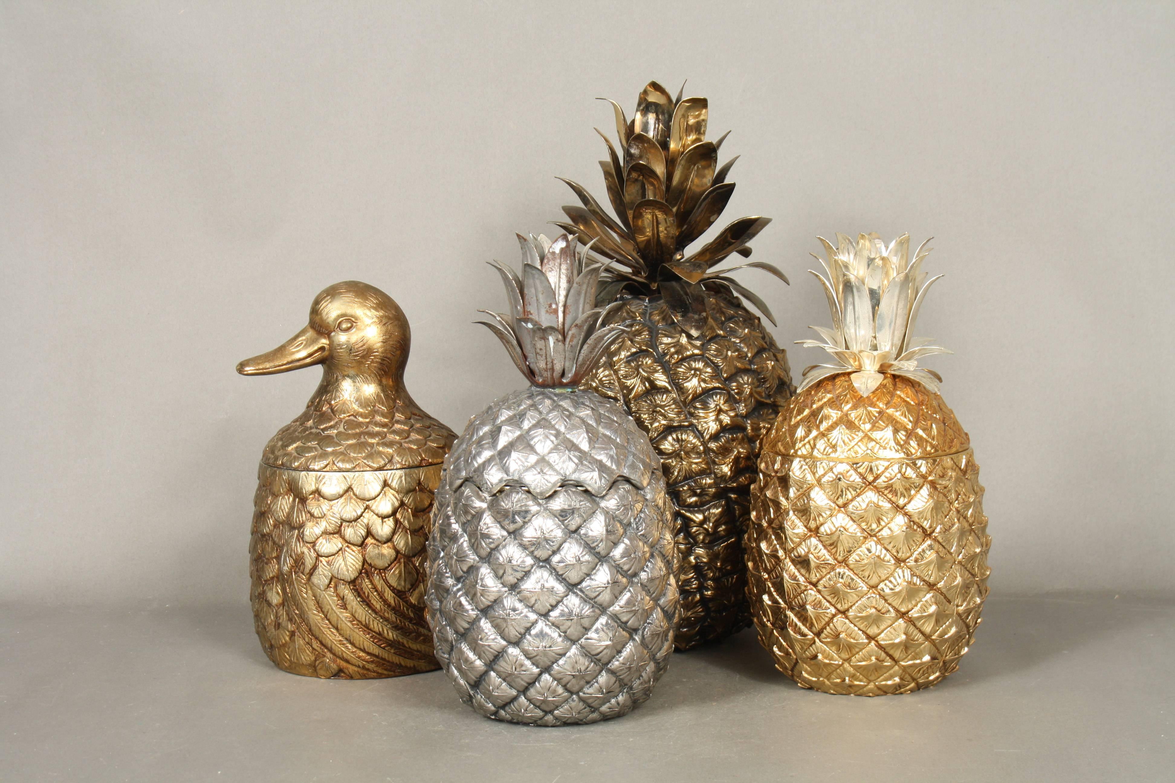 Italian Gilt and Silver Colored Mauro Manetti Pineapple Ice Bucket, 1960s For Sale 4