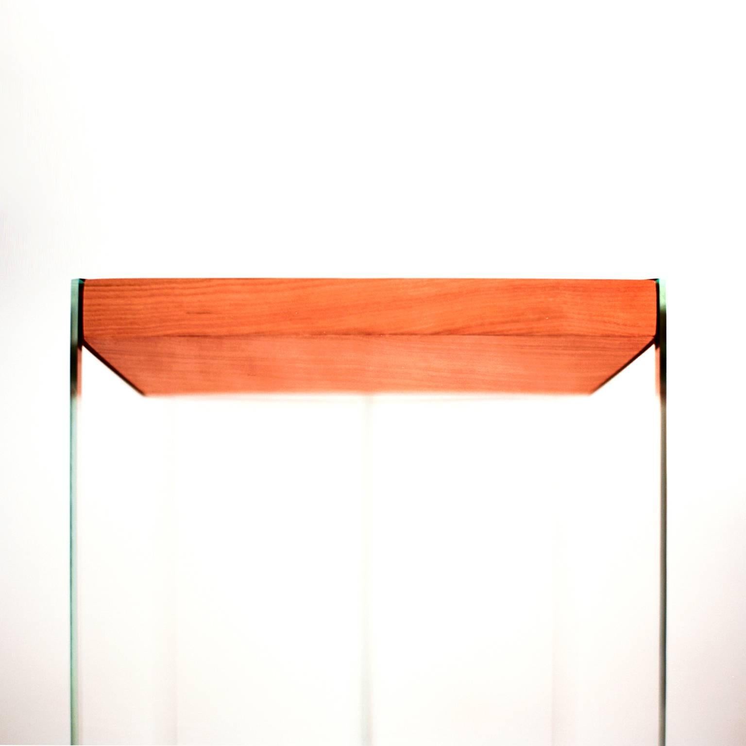 Modern Dream Table, Contemporary Cherry and Glass Side Table For Sale